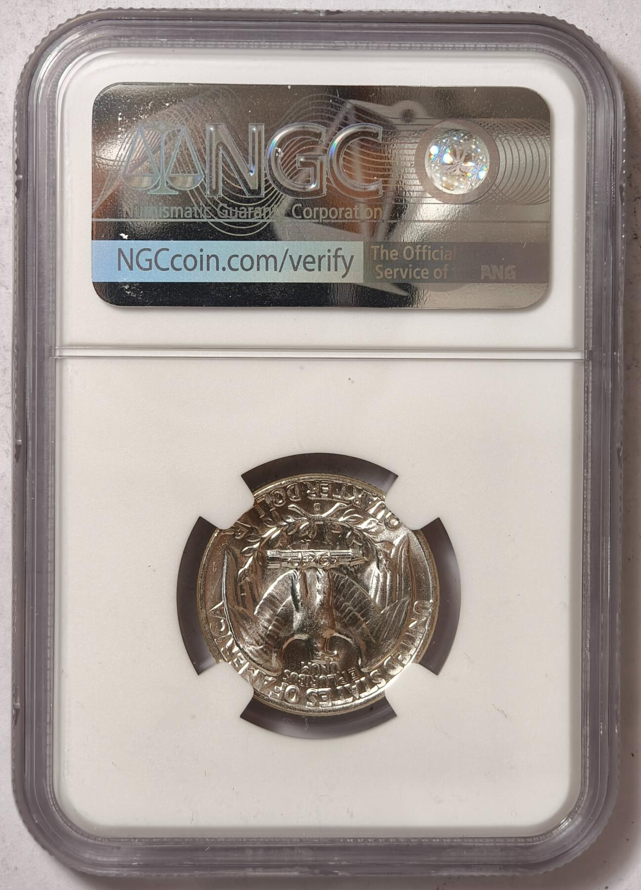 紫瑗钱币——第428期 美国 1957年 D版 华盛顿 25美分 银币 NGC MS64
