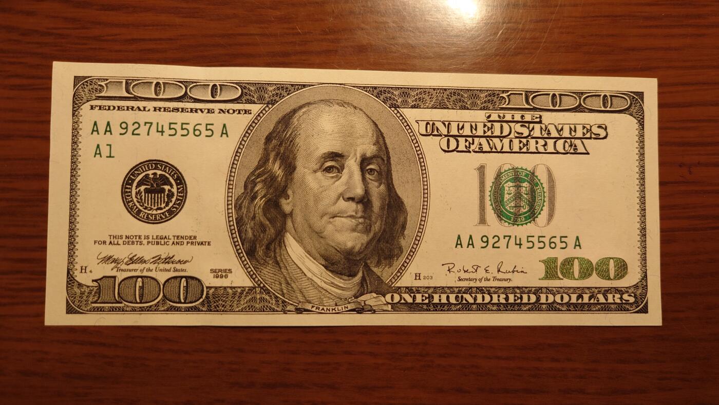 【世界钱币】精选微拍第116期暨2024年第27期  部分硬货0元起拍 还有新品1996首年瑞士人像1000等 1996年美国100元 大头AAA冠 全新绝品尾号5565