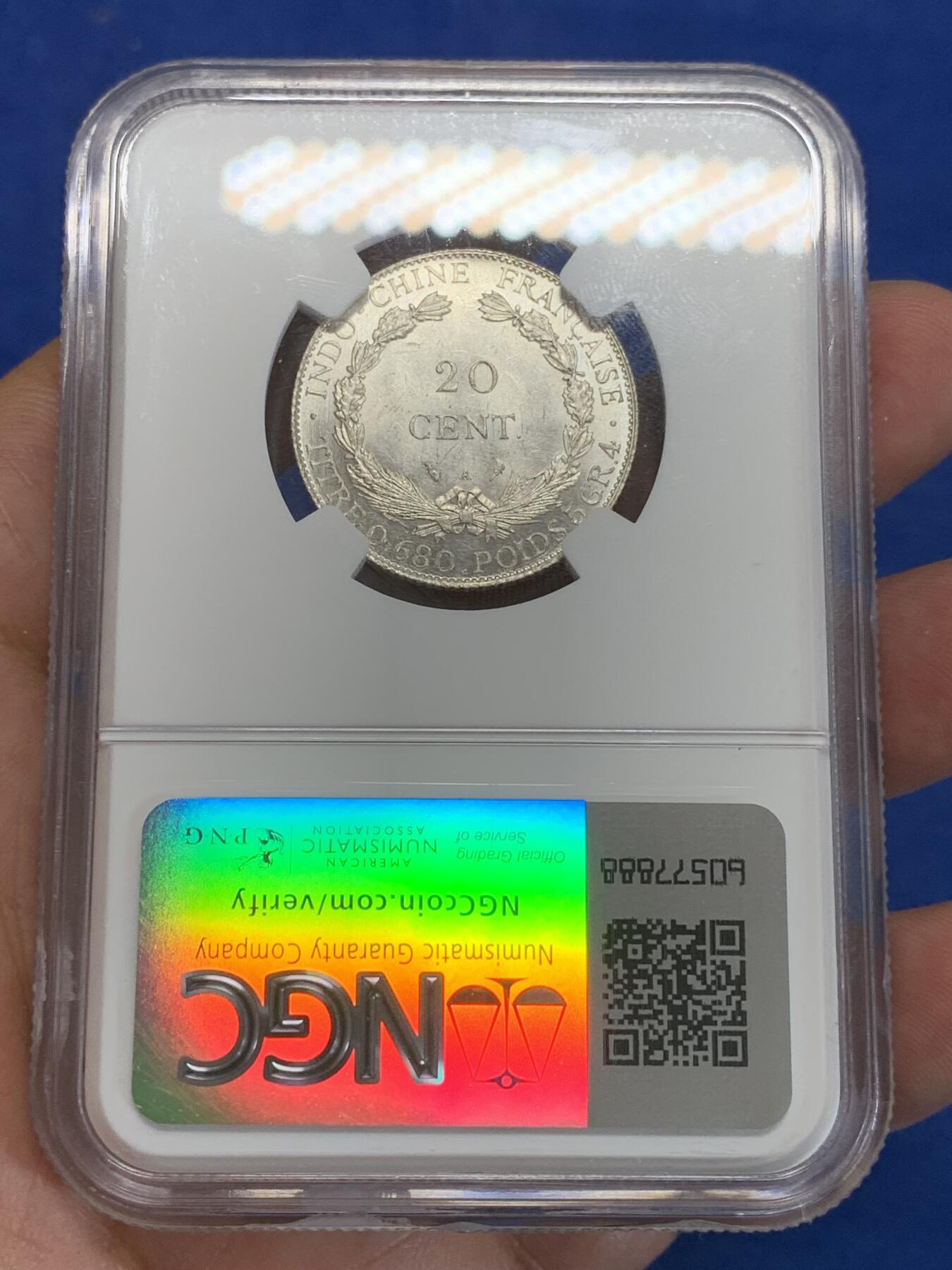 《竞宝斋》第284场- 周日，周一 2场连拍 （全场包邮） NGC UNCD 法属印支1930年坐洋20分银币 少见年份