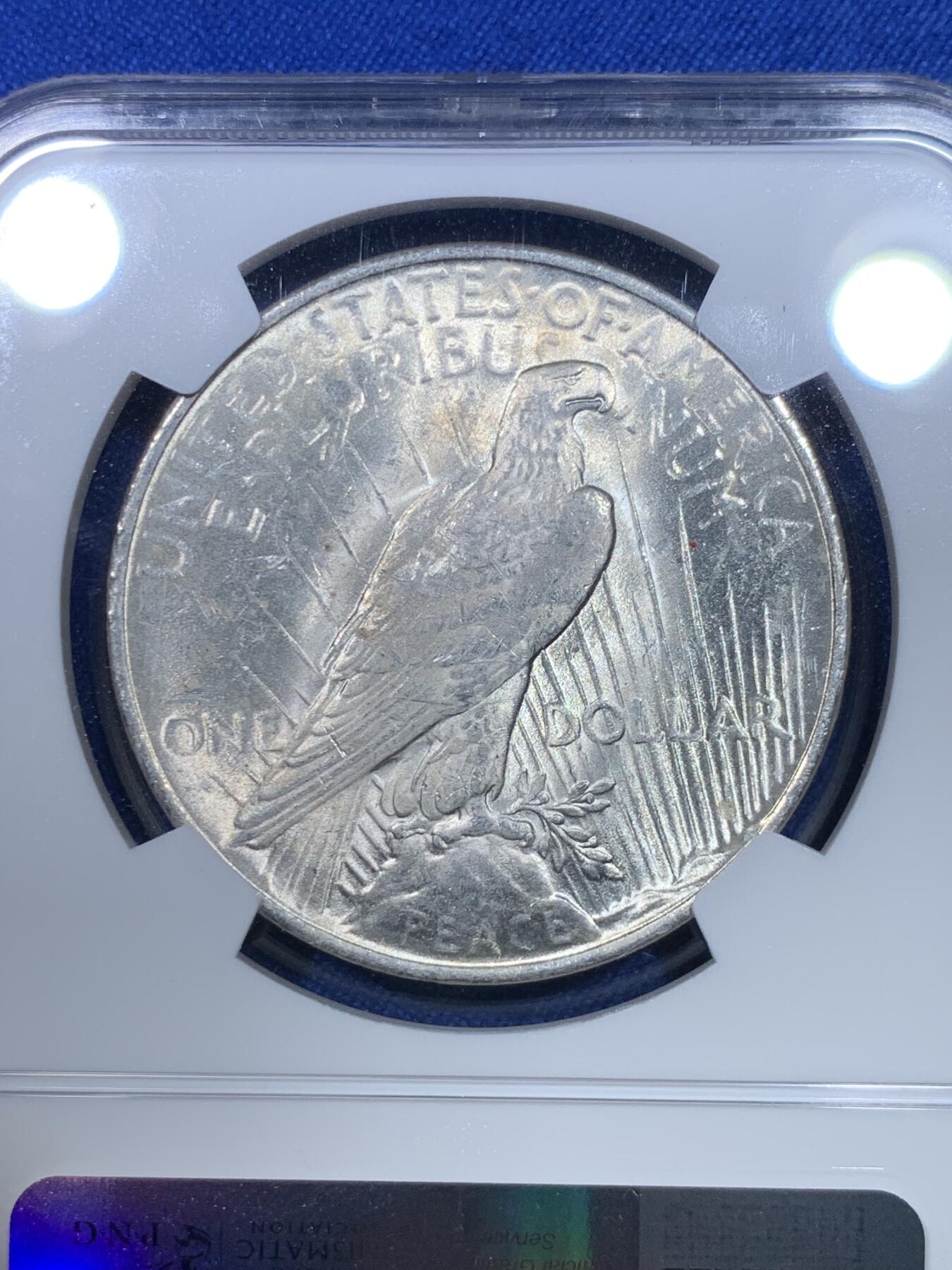 《竞宝斋》第284场- 周日，周一 2场连拍 （全场包邮） NGC MS63 美国1922年和平1美元大银币