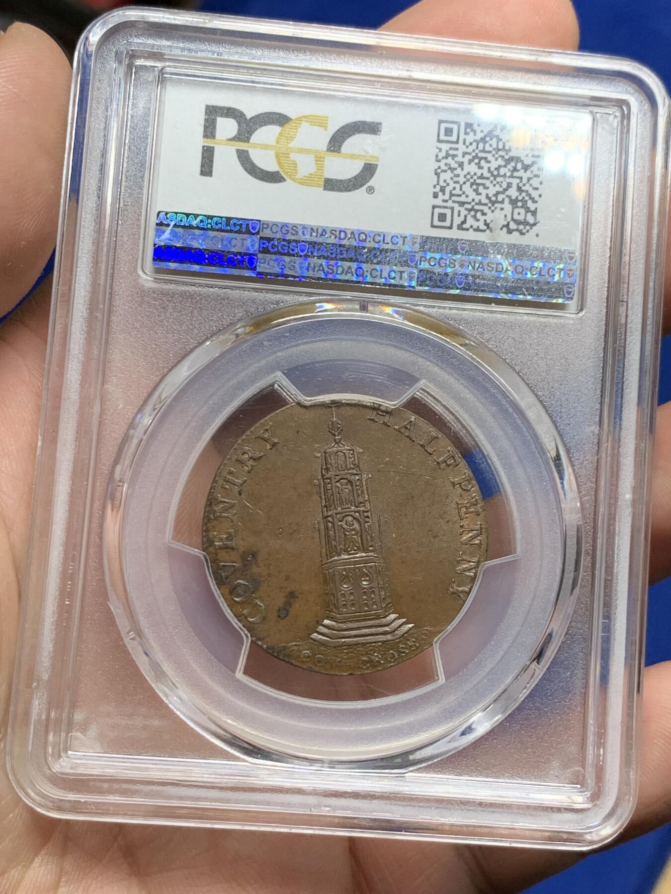 《竞宝斋》第284场- 周日，周一 2场连拍 （全场包邮） PCGS  MS62BN  英国考文垂1794年戈黛娃夫人（背教堂）半便士 少见好品相 63分成交价2800元