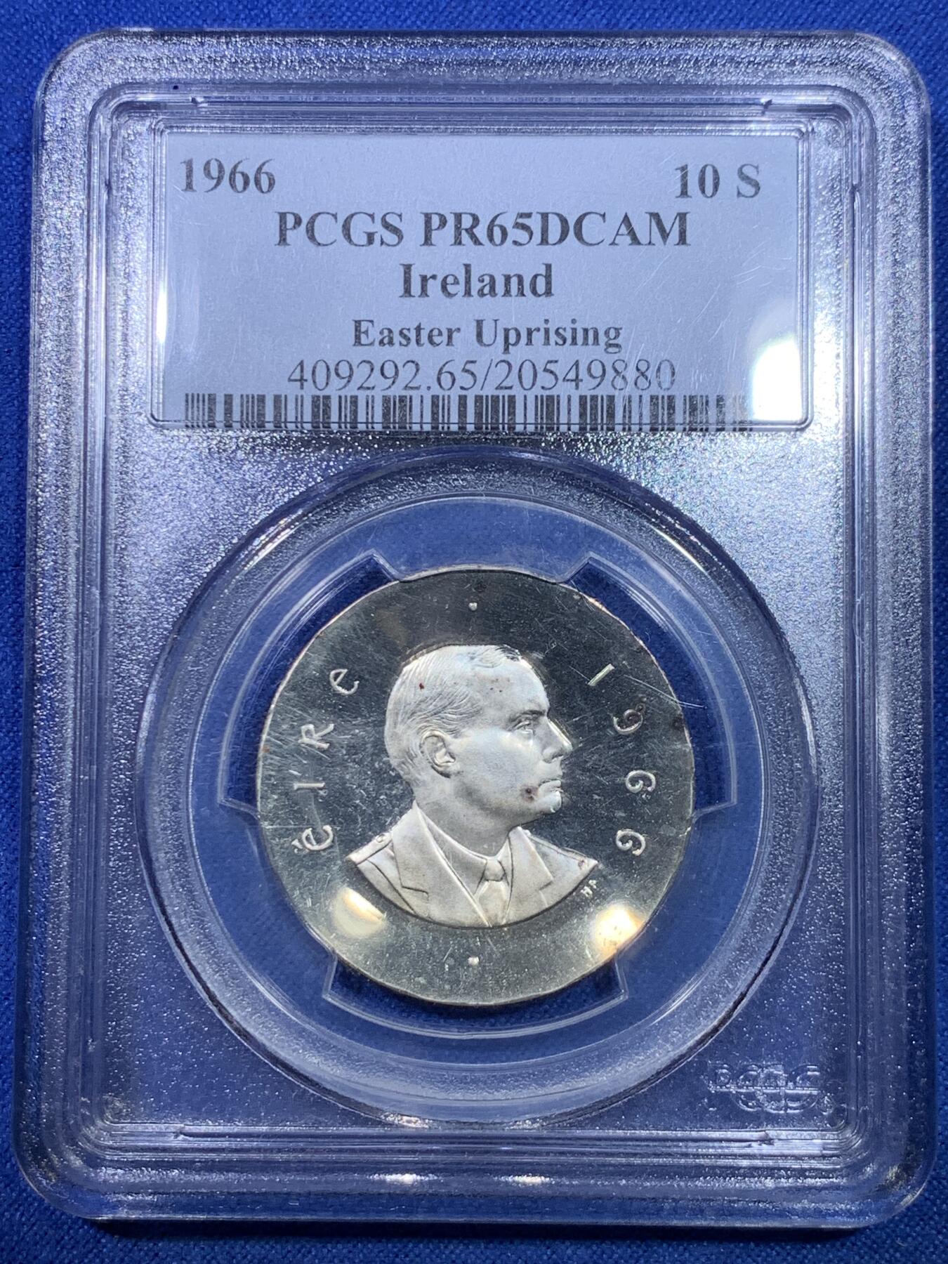 《竞宝斋》第284场- 周日，周一 2场连拍 （全场包邮） PCGS PR65DCAM 爱尔兰1966年10先令精制银币 稀少