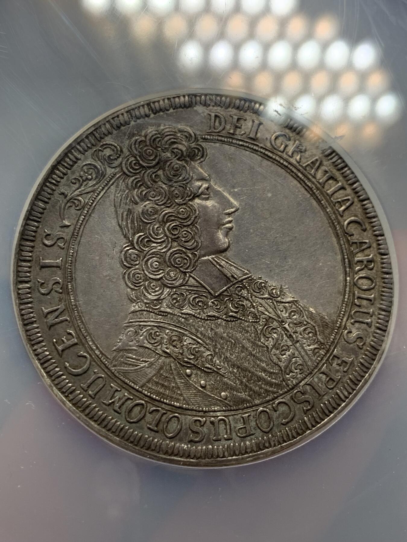 《竞宝斋》第284场- 周日，周一 2场连拍 （全场包邮） NGC MS62 波西米亚王国 1705 奥洛穆茨主教区 泰勒大银币 细节高点俱在 低评