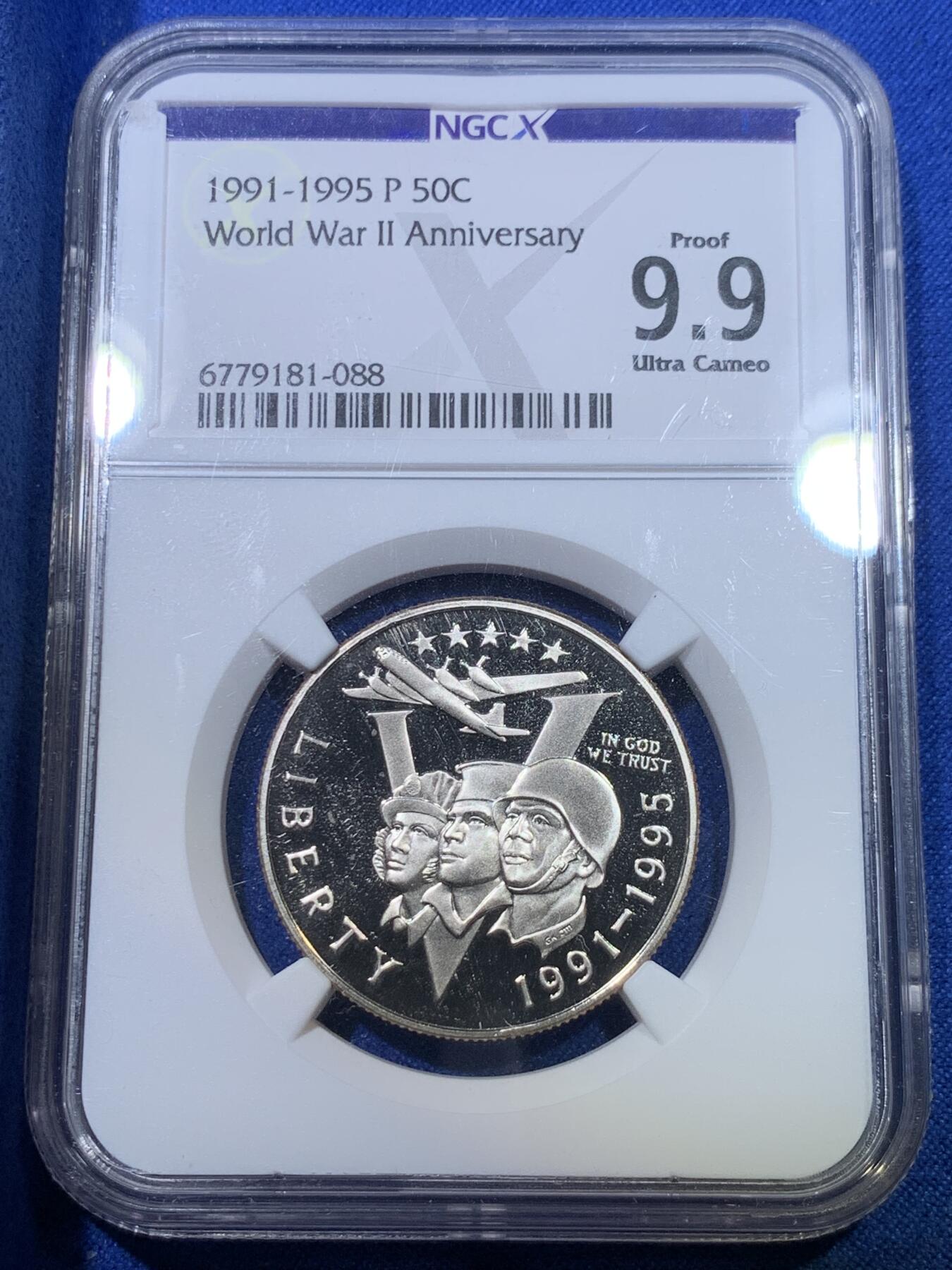 《竞宝斋》第284场- 周日，周一 2场连拍 （全场包邮） NGC PF69UC/9.9 新10分制 美国1995年P版二战半美元