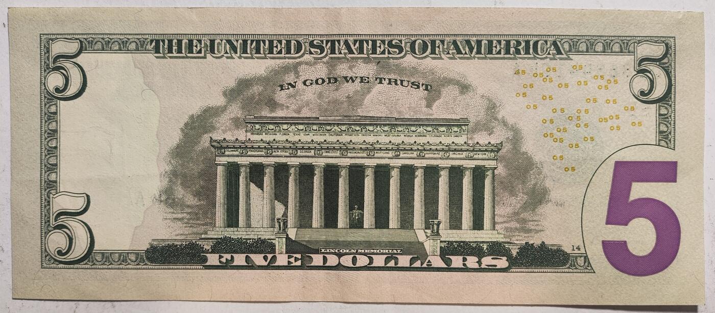 紫瑗钱币——第391期拍卖——纸币场 美国 2021年 E版 无序列 亚伯拉罕·林肯 5美元 彩色版 AU