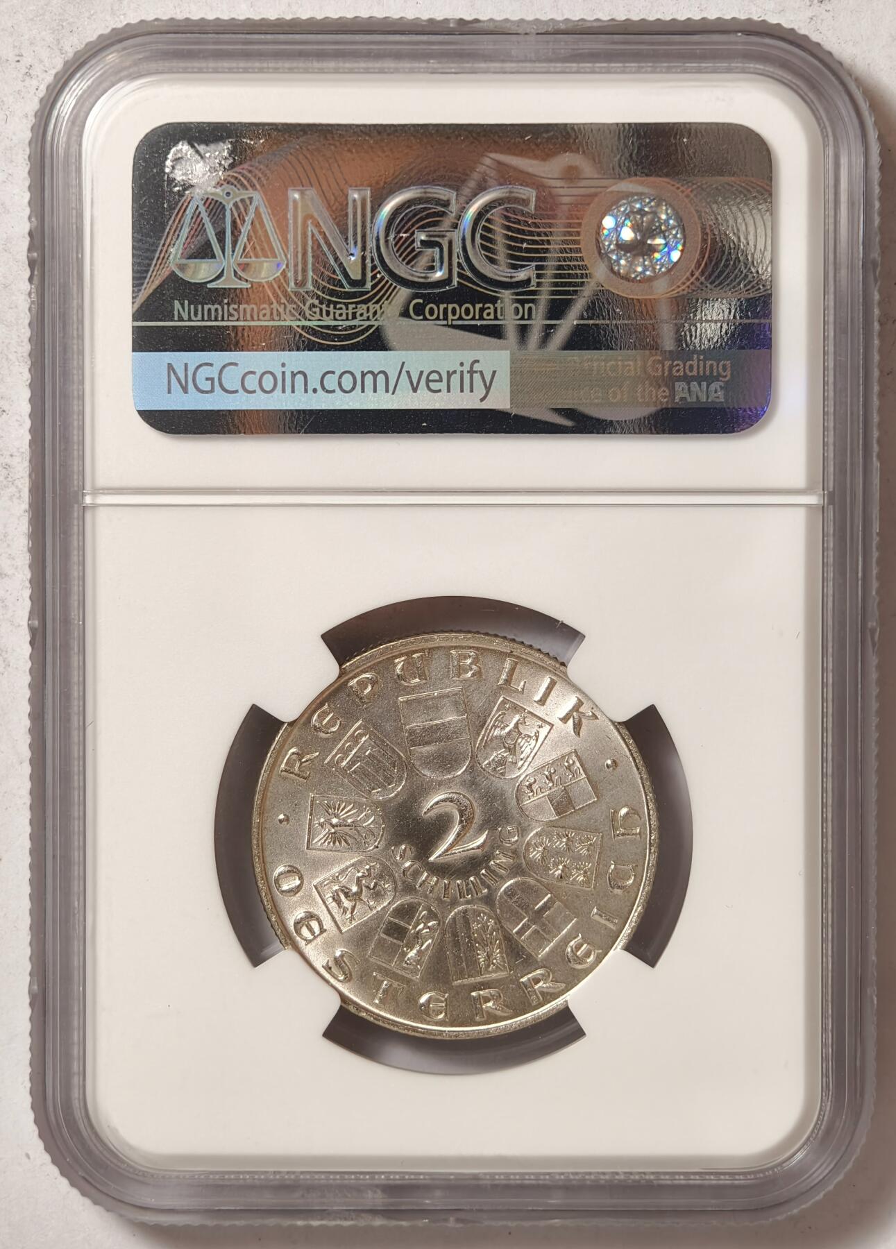 紫瑗钱币——第430期 奥地利 1930年 沃格魏德逝世 2先令 银币 NGC UNC DETAILS
