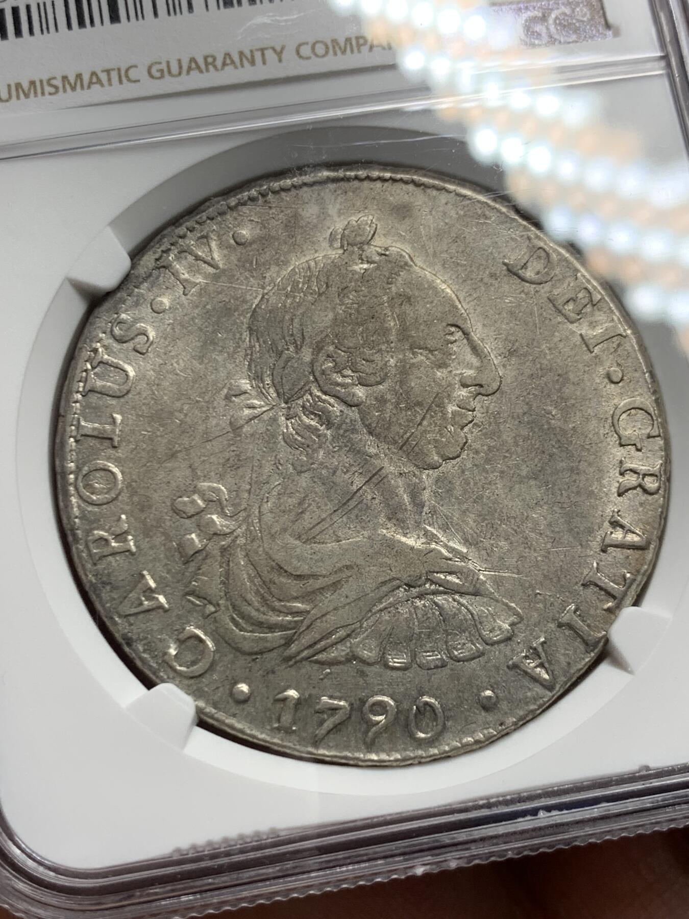 《竞宝斋》第284场- 周日，周一 2场连拍 （全场包邮） NGC AU 1790 玻利维亚 卡三 8R大银币