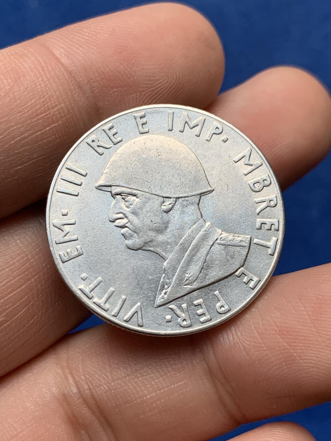 《竞宝斋》第284场- 周日，周一 2场连拍 （全场包邮） 1939年意占阿尔巴尼亚2列克镍币