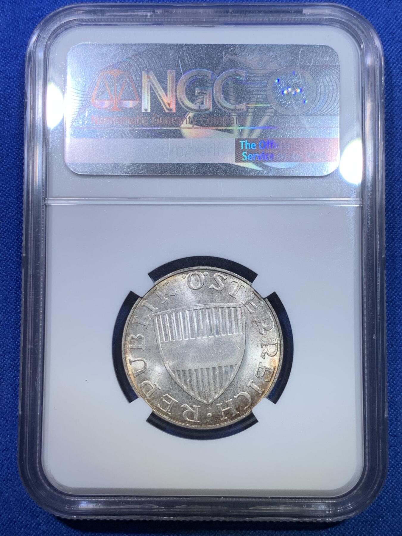 《竞宝斋》第284场- 周日，周一 2场连拍 （全场包邮） 冠军分 NGC MS64 奥地利1968年10先令银币