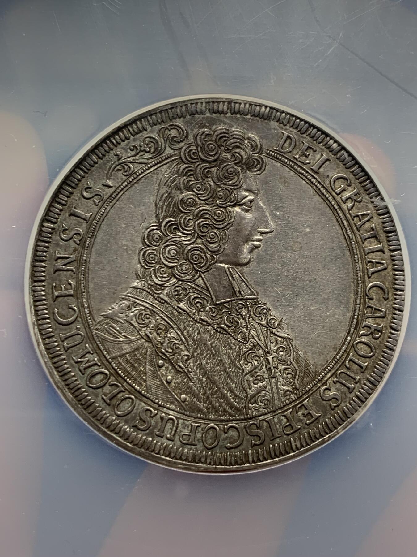 《竞宝斋》第284场- 周日，周一 2场连拍 （全场包邮） NGC MS62 波西米亚王国 1705 奥洛穆茨主教区 泰勒大银币 细节高点俱在 低评