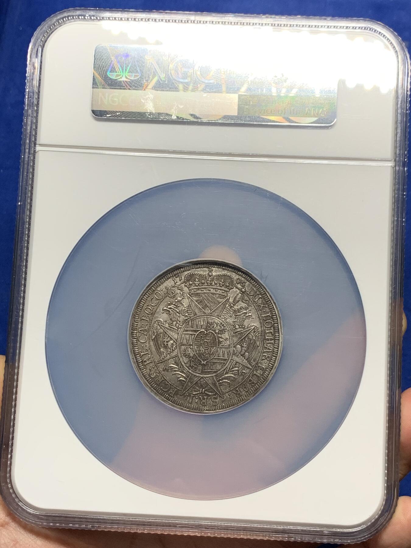 《竞宝斋》第284场- 周日，周一 2场连拍 （全场包邮） NGC MS62 波西米亚王国 1705 奥洛穆茨主教区 泰勒大银币 细节高点俱在 低评