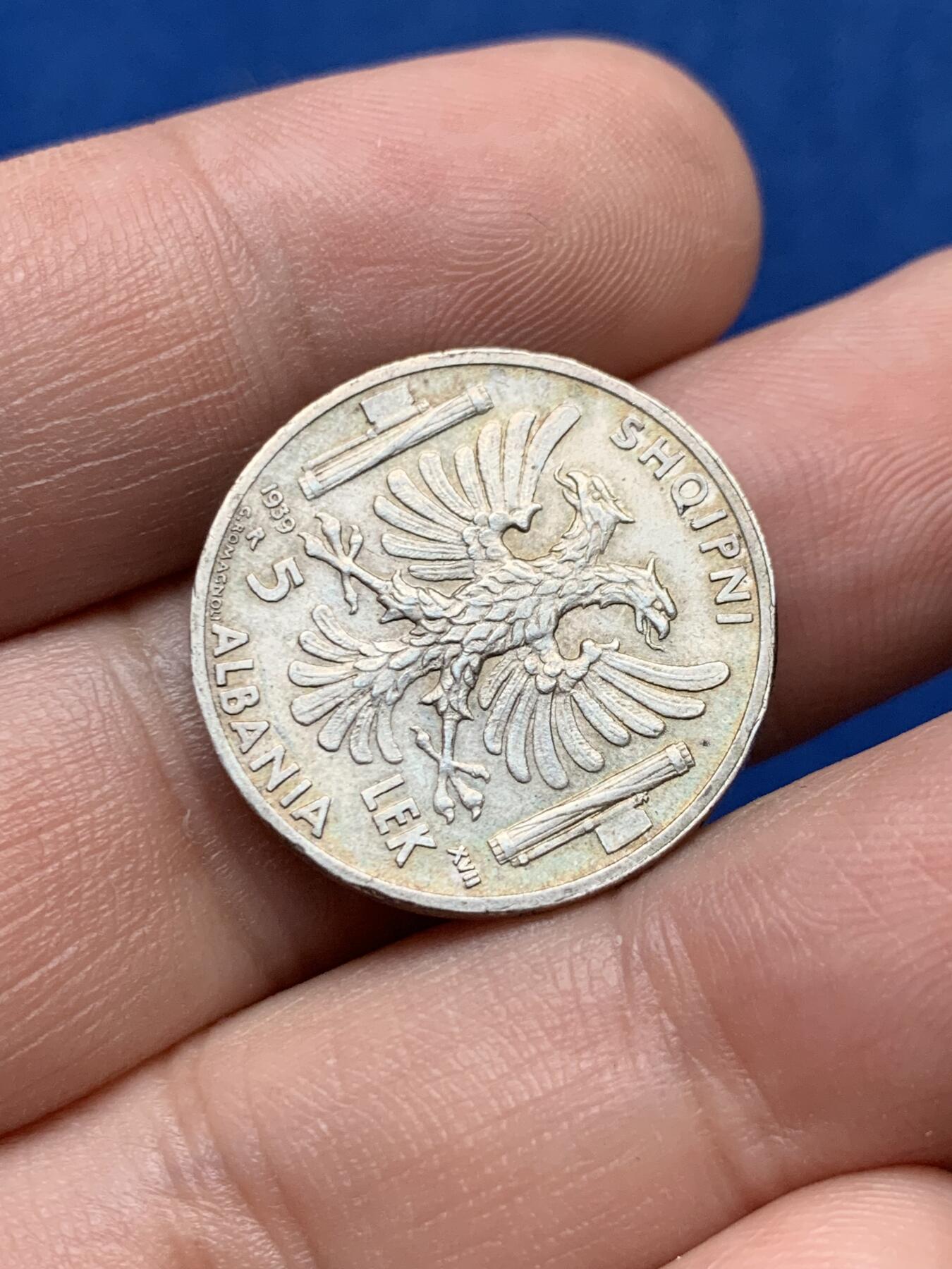 《竞宝斋》第284场- 周日，周一 2场连拍 （全场包邮） 1939年意占阿尔巴尼亚5列克