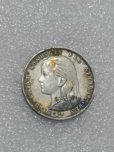 天下钱庄裸币专场 - 荷兰1892年1盾威廉明娜幼年头像银币 萝莉头