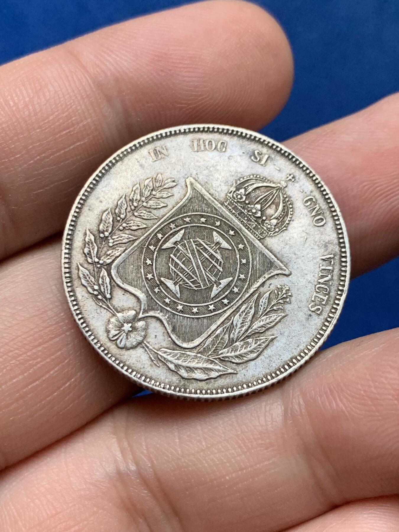 《竞宝斋》第284场- 周日，周一 2场连拍 （全场包邮） 巴西1860年1000瑞斯 细节见图