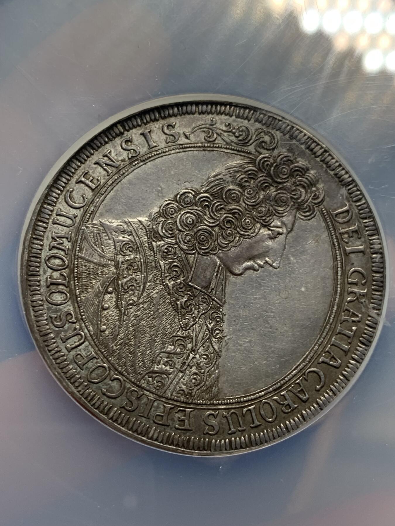 《竞宝斋》第284场- 周日，周一 2场连拍 （全场包邮） NGC MS62 波西米亚王国 1705 奥洛穆茨主教区 泰勒大银币 细节高点俱在 低评