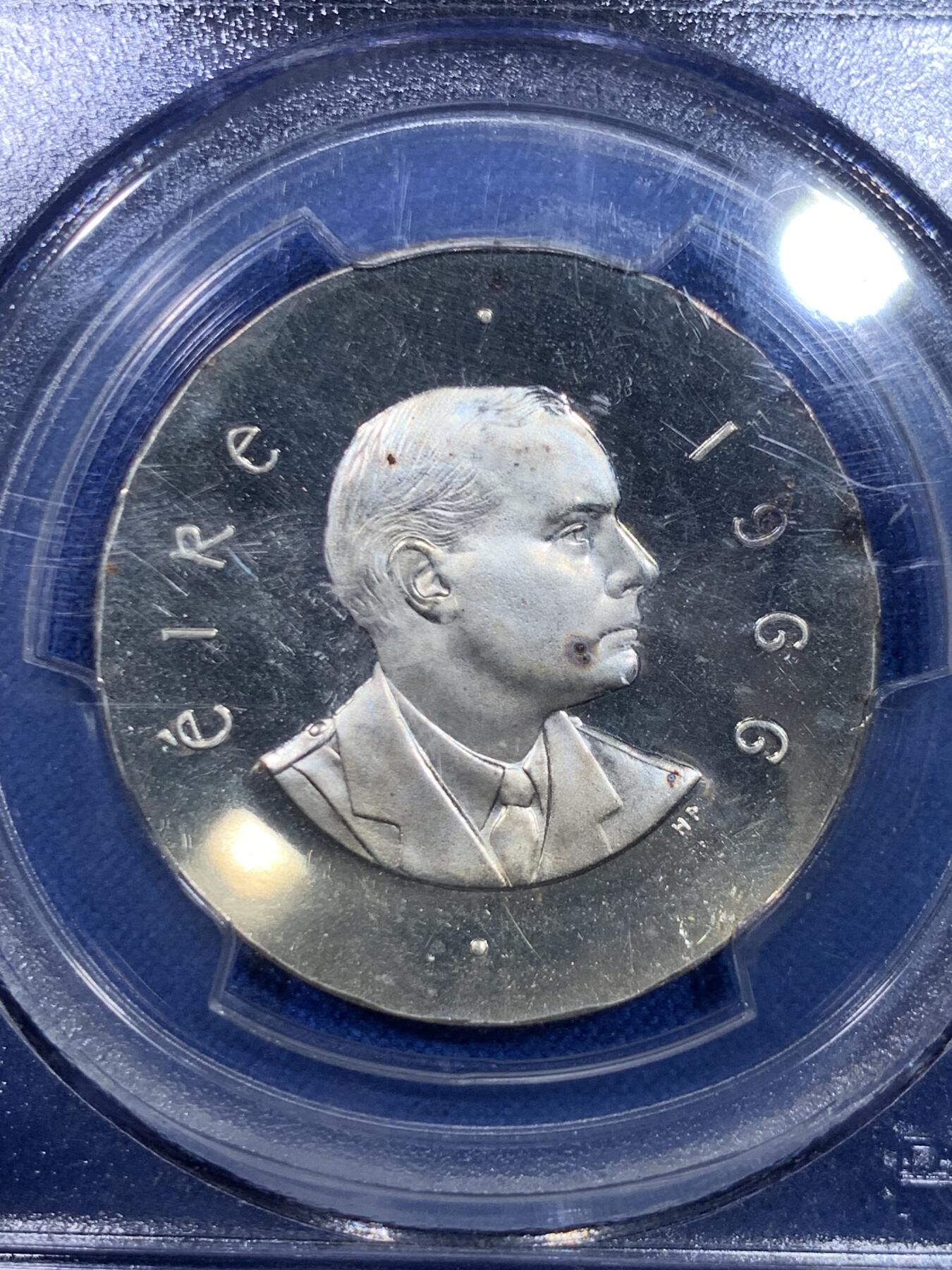 《竞宝斋》第284场- 周日，周一 2场连拍 （全场包邮） PCGS PR65DCAM 爱尔兰1966年10先令精制银币 稀少