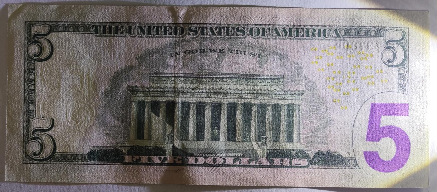 紫瑗钱币——第377期拍卖——纸币场 美国 2021年 L版 无序列 亚伯拉罕·林肯 5美元 彩色版 UNC