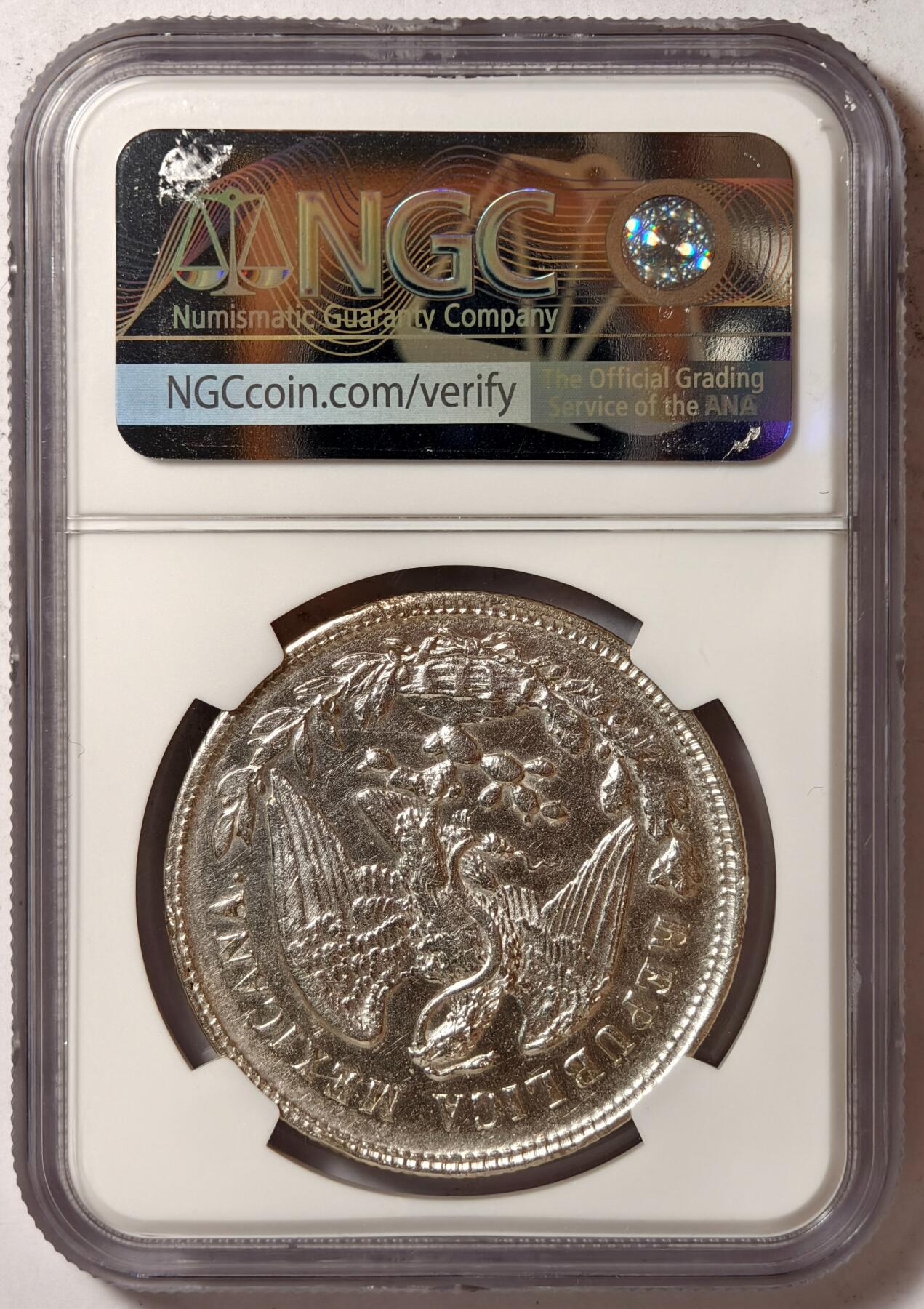 紫瑗钱币——第448期 墨西哥 1901年 ZS FZ 在华流通 直边鹰洋 1比索 银币 NGC AU Detail