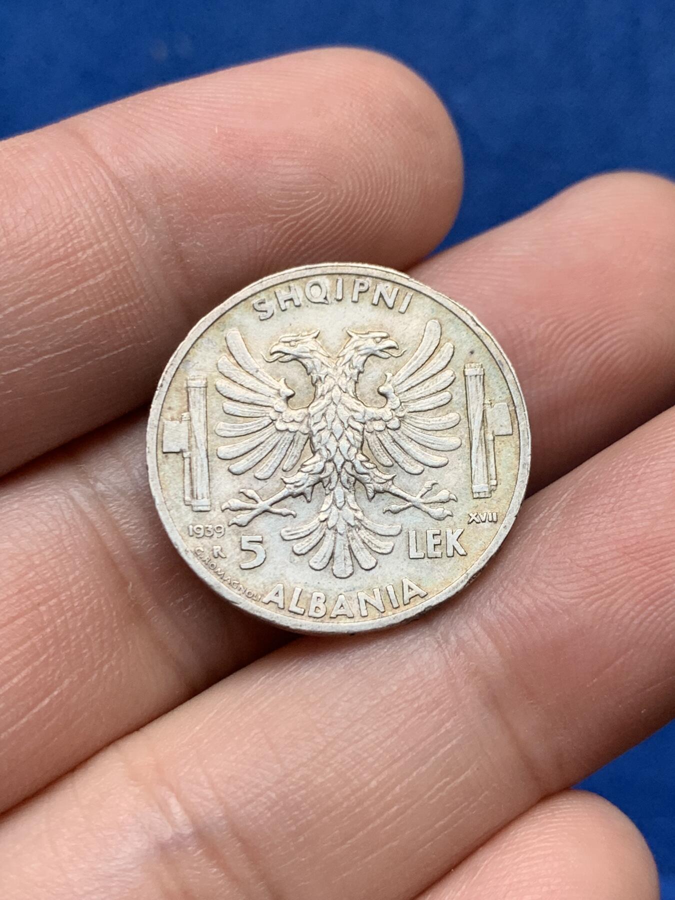 《竞宝斋》第284场- 周日，周一 2场连拍 （全场包邮） 1939年意占阿尔巴尼亚5列克