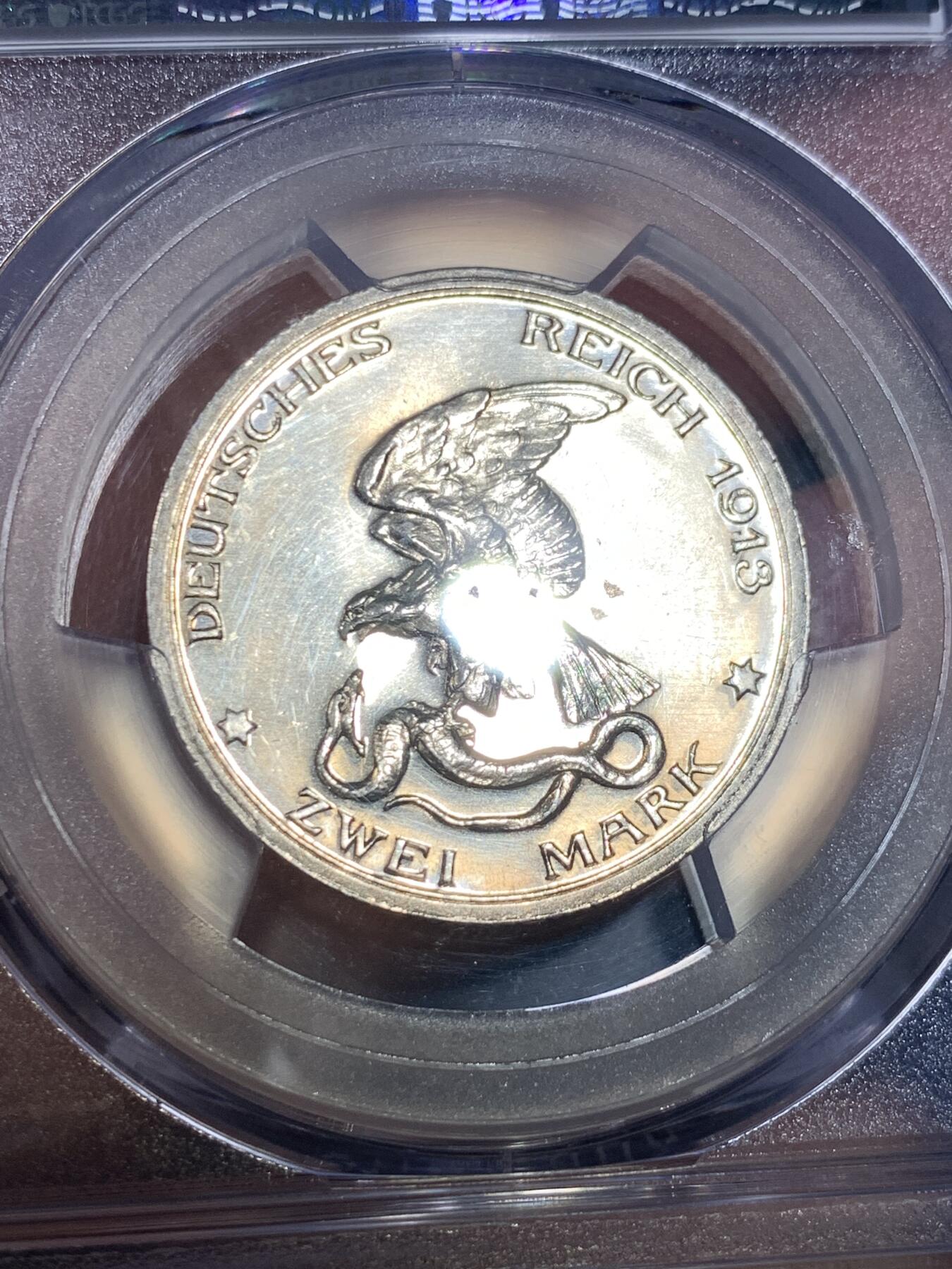 《竞宝斋》第284场- 周日，周一 2场连拍 （全场包邮） PCGS PR63CAM 德国1913普法战争胜利100周年2马克精制币 更高评级只有39枚