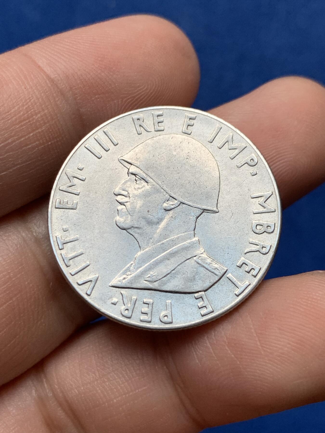 《竞宝斋》第284场- 周日，周一 2场连拍 （全场包邮） 1939年意占阿尔巴尼亚2列克镍币