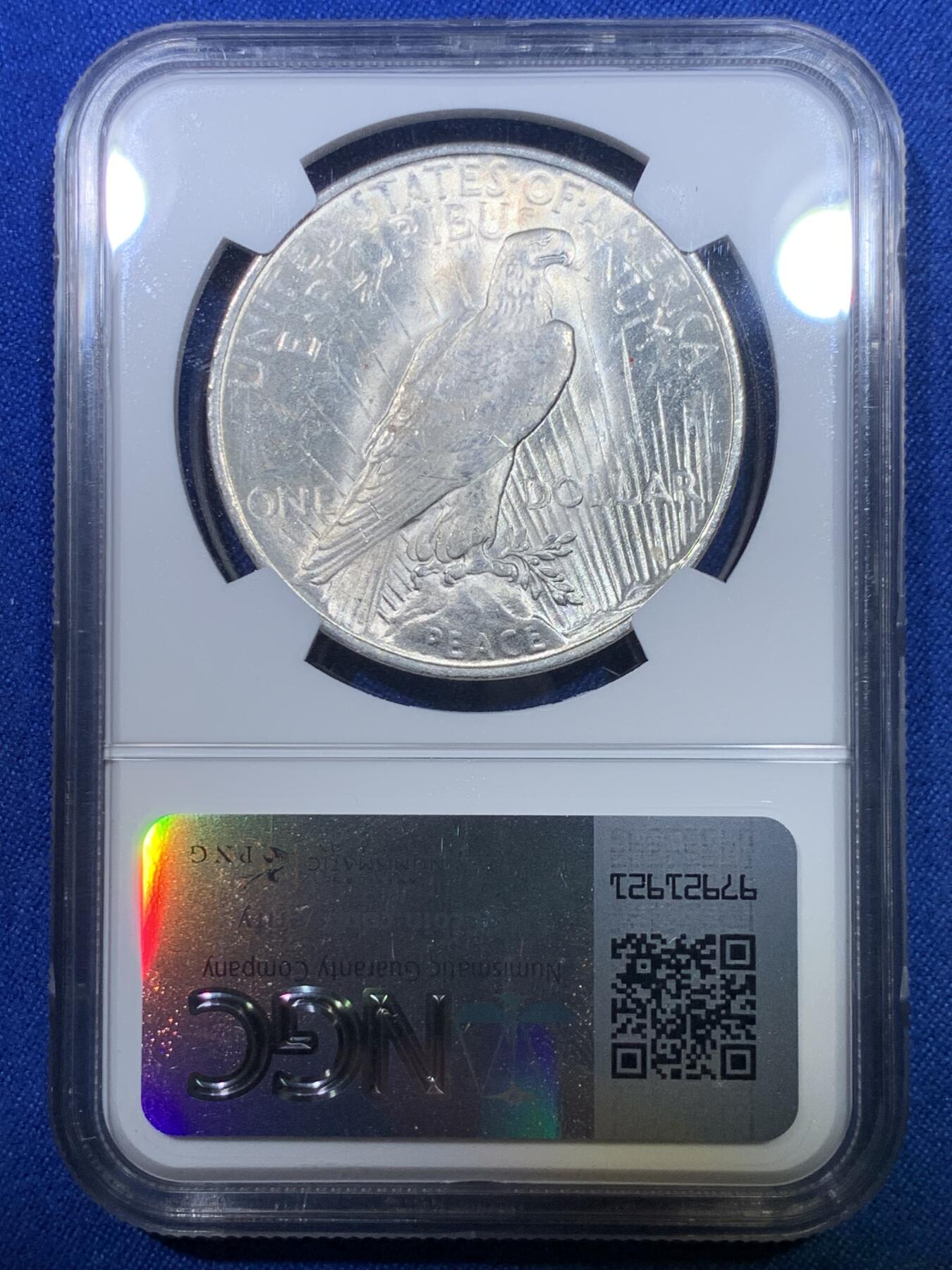 《竞宝斋》第284场- 周日，周一 2场连拍 （全场包邮） NGC MS63 美国1922年和平1美元大银币