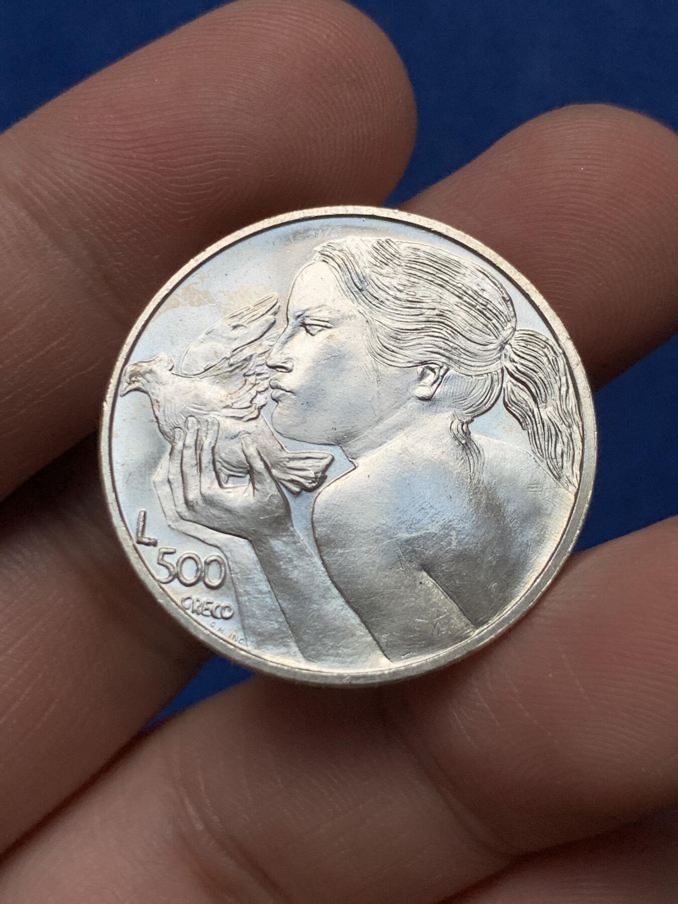 《竞宝斋》第284场- 周日，周一 2场连拍 （全场包邮） 1973年圣马力诺500里拉银币 BU品