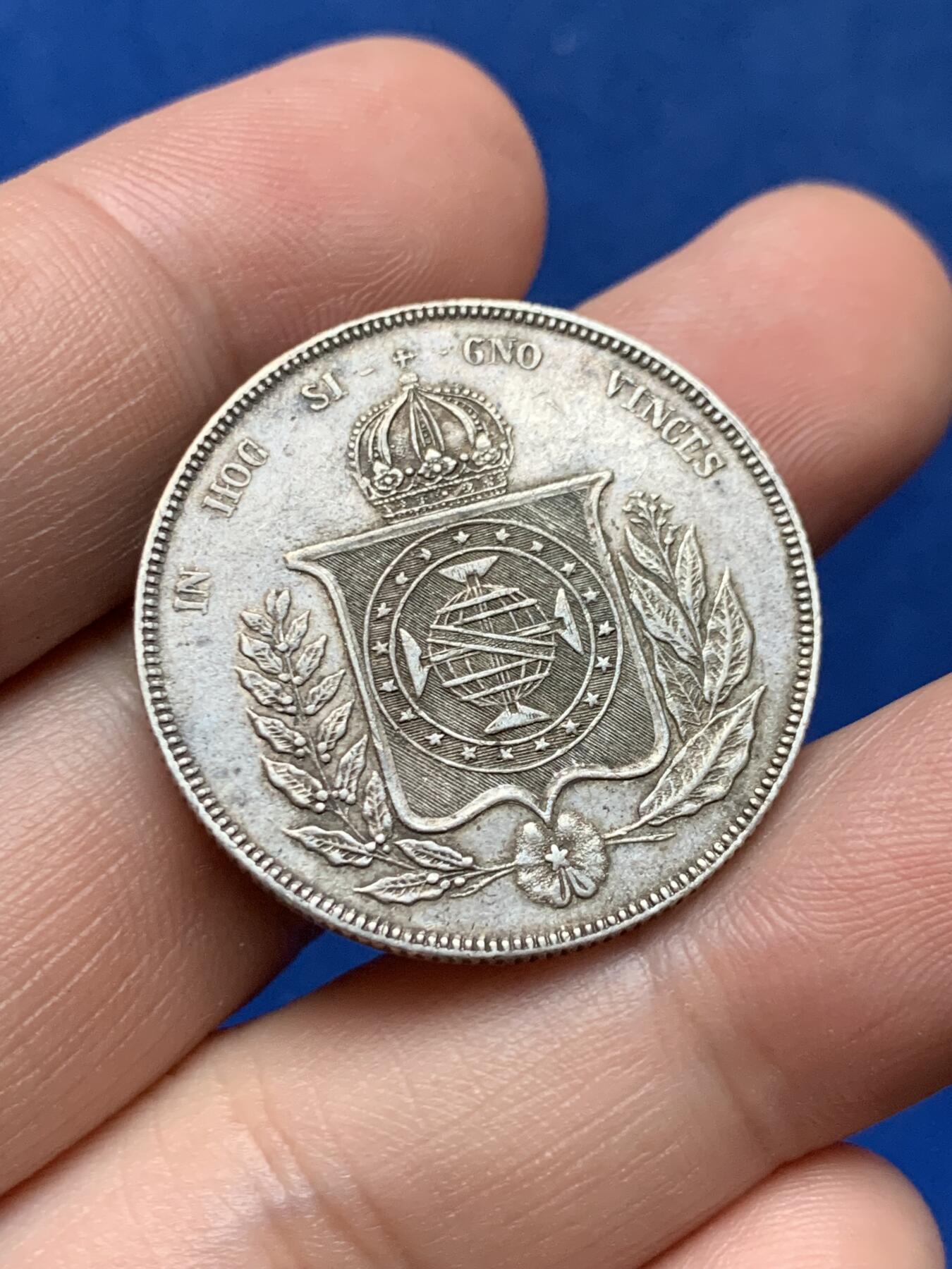 《竞宝斋》第284场- 周日，周一 2场连拍 （全场包邮） 巴西1860年1000瑞斯 细节见图