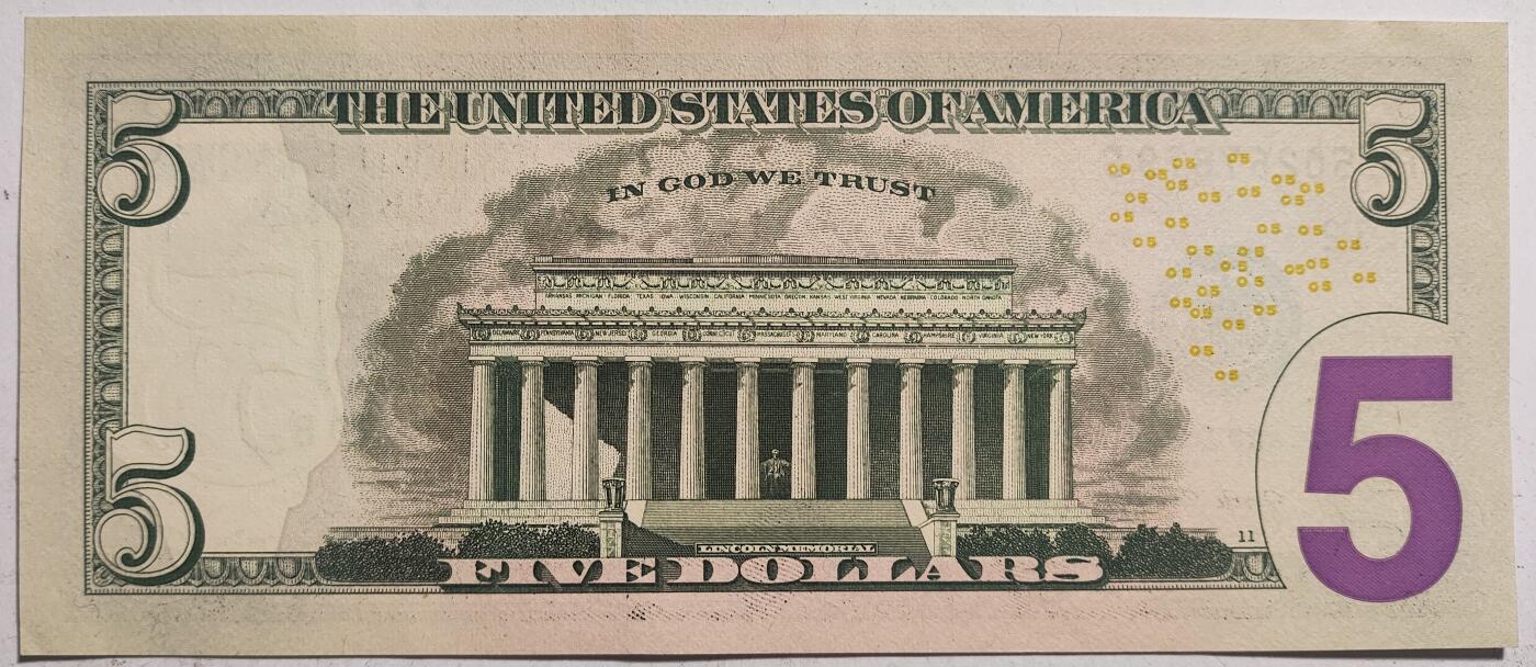 紫瑗钱币——第391期拍卖——纸币场 美国 2017年 L版 A序列 亚伯拉罕·林肯 5美元 彩色版 UNC-