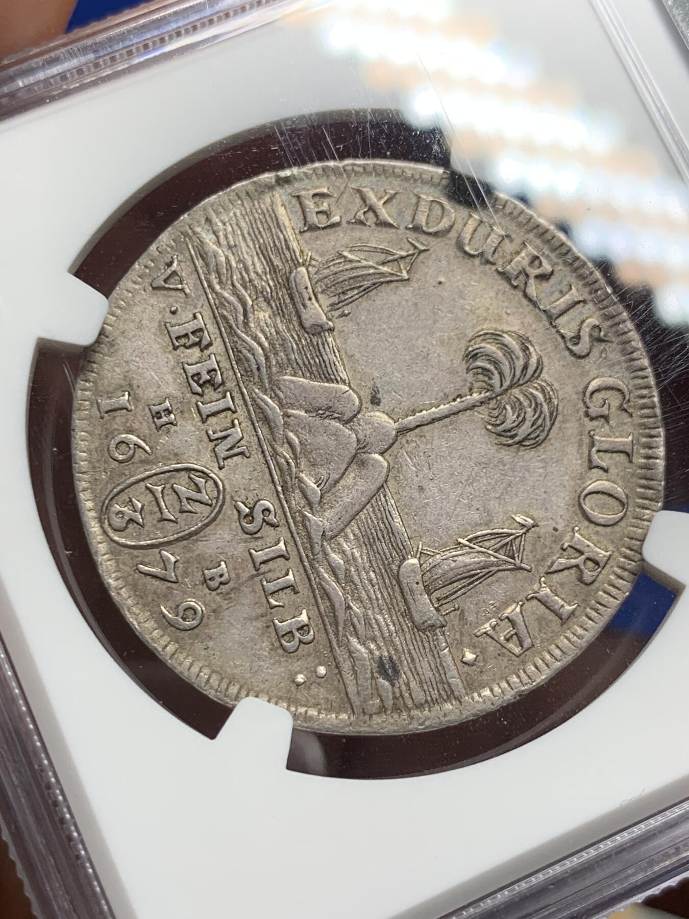 《竞宝斋》第284场- 周日，周一 2场连拍 （全场包邮） 冠军分 NGC AU53  德国 1679 约翰·弗里德里希  不伦瑞克 2/3泰勒银币 可藏