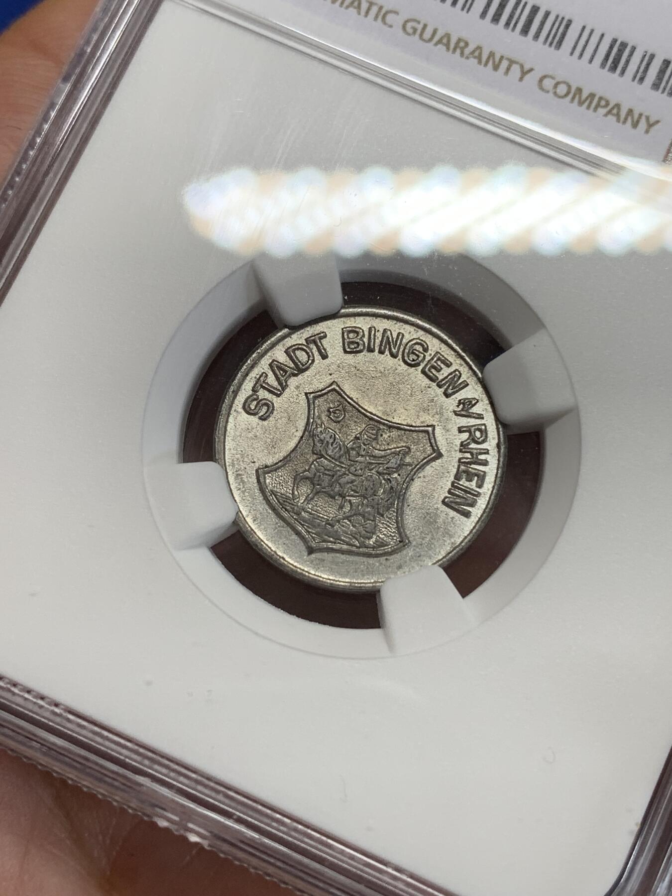 《竞宝斋》第284场- 周日，周一 2场连拍 （全场包邮） NGC MS64 1919年德紧宾根10芬尼铁币 铁币保存不易 原光难得