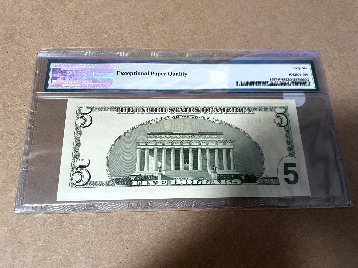 【Blue Auction】✨世界纸币精拍第499期【精】 【补号无47】美国 1999年5美金 PMG66EPQ 