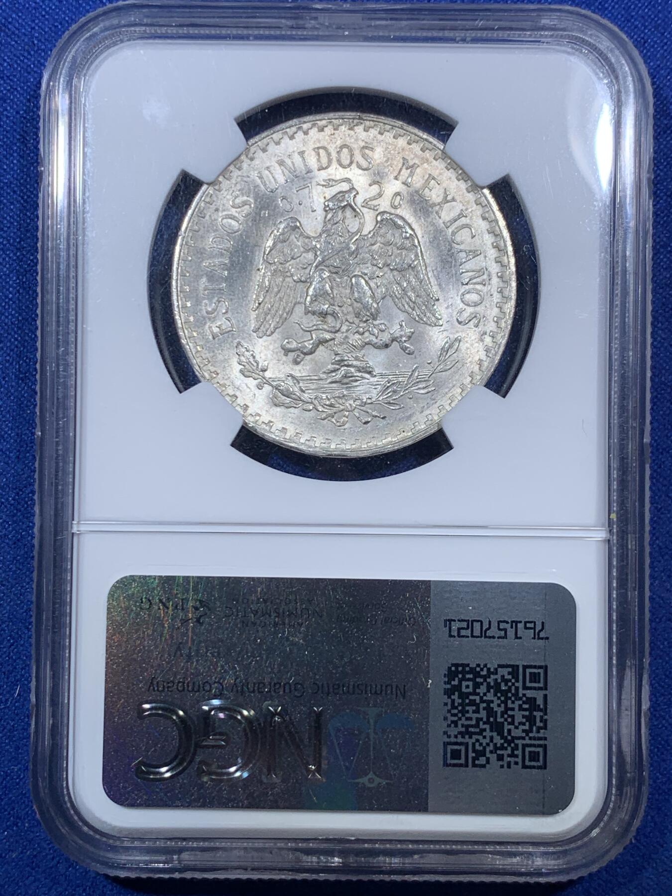 《竞宝斋》第285场- 周日，周一 2场连拍 （全场包邮） NGC MS65 墨西哥 1932M 1比索银币 65分实属好品 两面转光 银光闪闪 不容错过