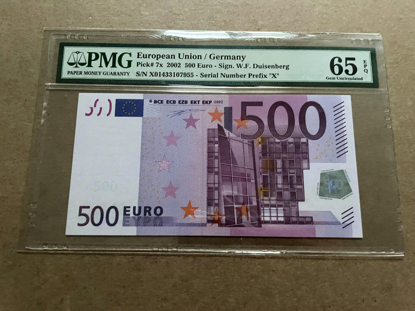 【Blue Auction】✨世界纸币精拍第499期【精】 【首签】欧盟 2002年500欧元 PMG65EPQ 