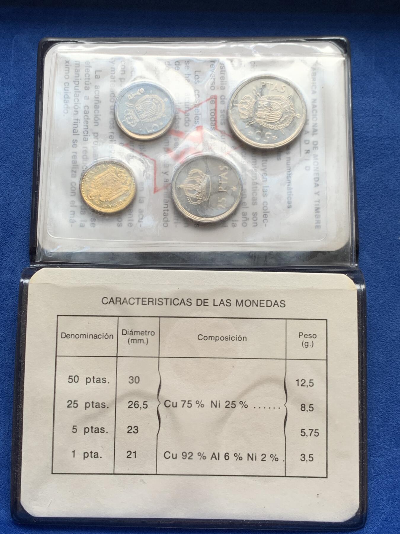 《竞宝斋》第285场- 周日，周一 2场连拍 （全场包邮） 册装 西班牙1975胡安卡洛斯一世4枚装套币