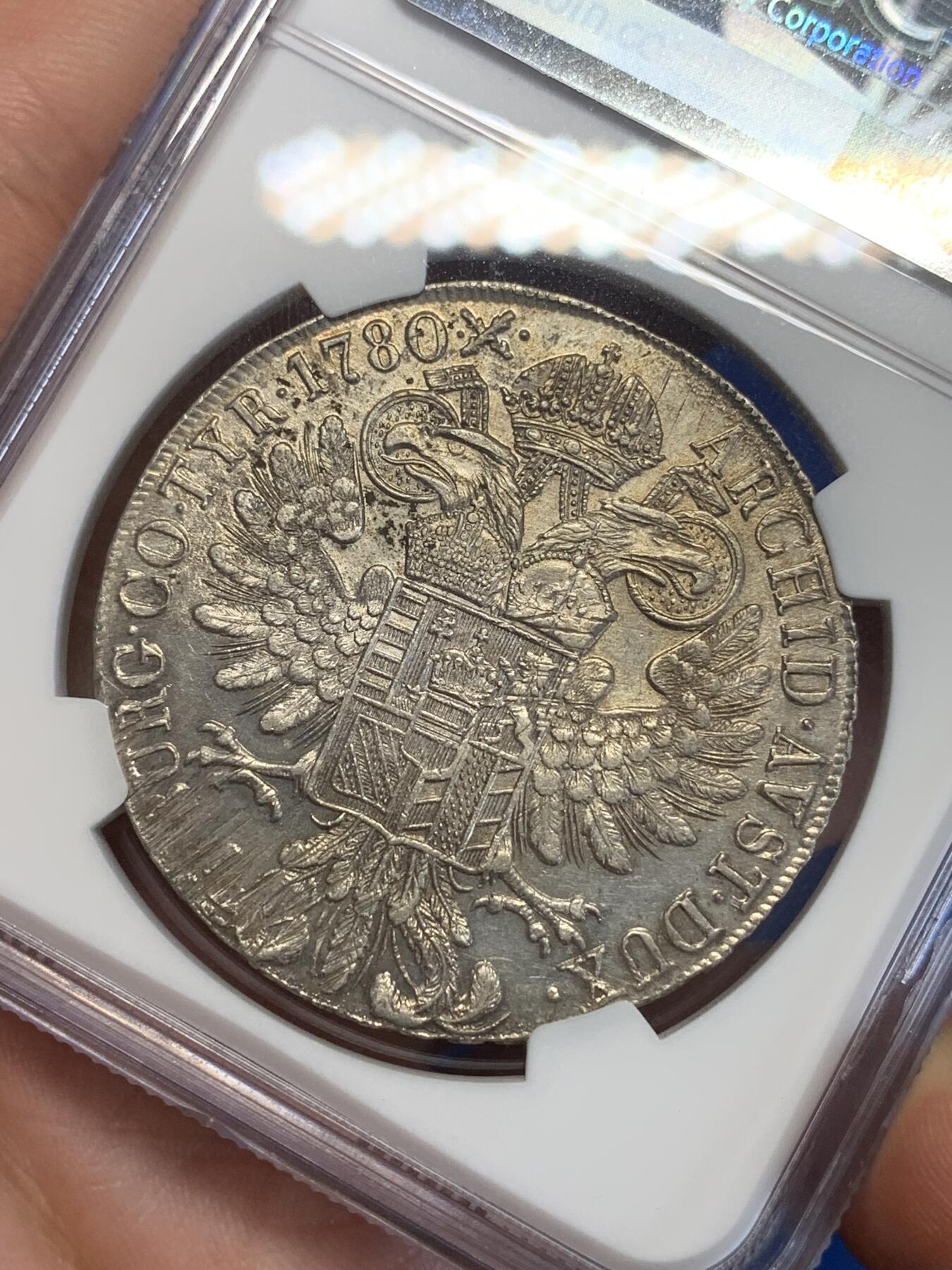 《竞宝斋》第285场- 周日，周一 2场连拍 （全场包邮） NGC AUD 奥地利1780特雷西女王（俗称大奶妈）1泰勒大银币 1815-28早期铸造 意大利米兰厂 看不出清洗