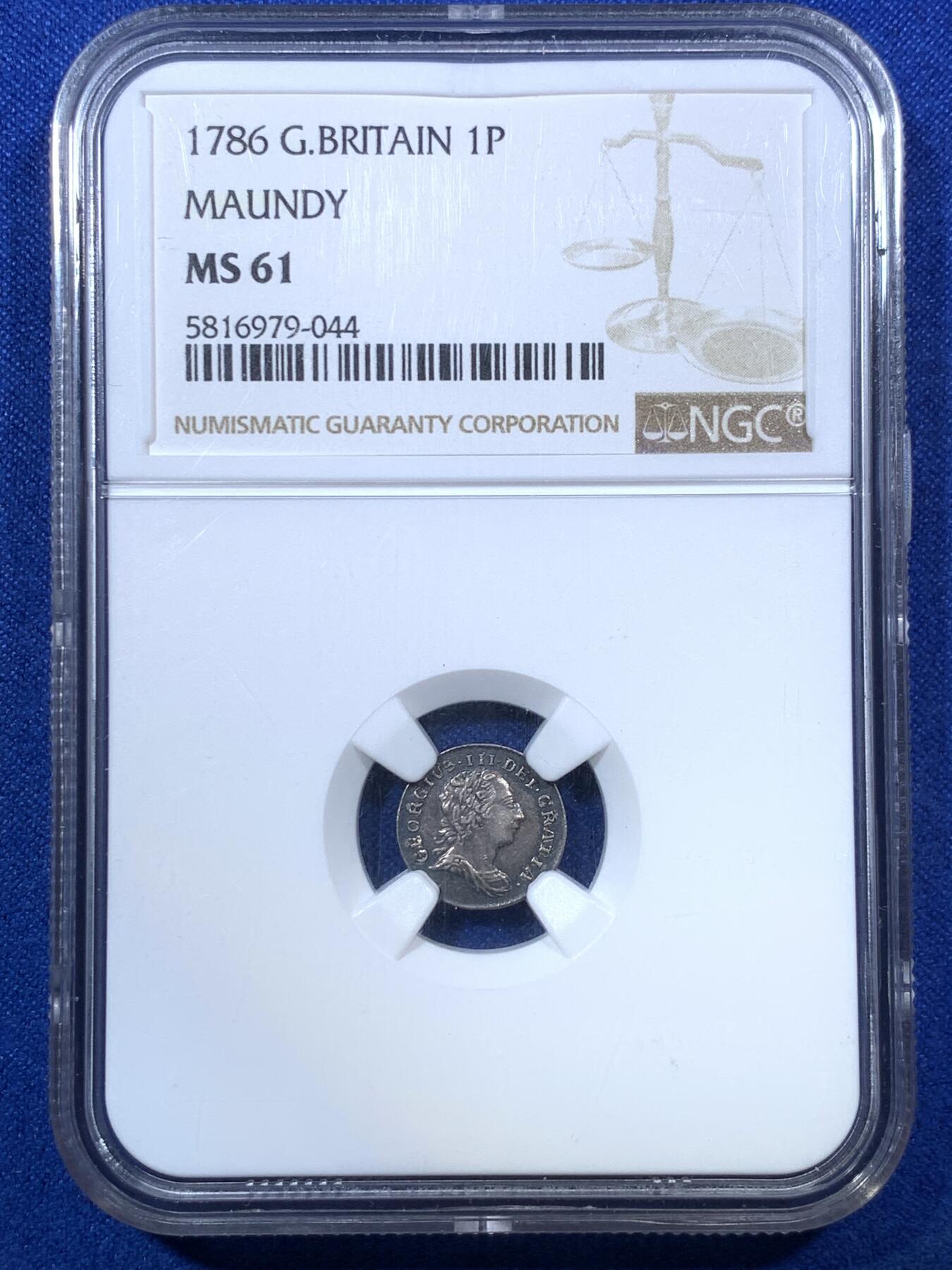 《竞宝斋》第285场- 周日，周一 2场连拍 （全场包邮） NGC MS61 英国1786乔治三世1便士 早期乔三濯足银币 原味老包浆