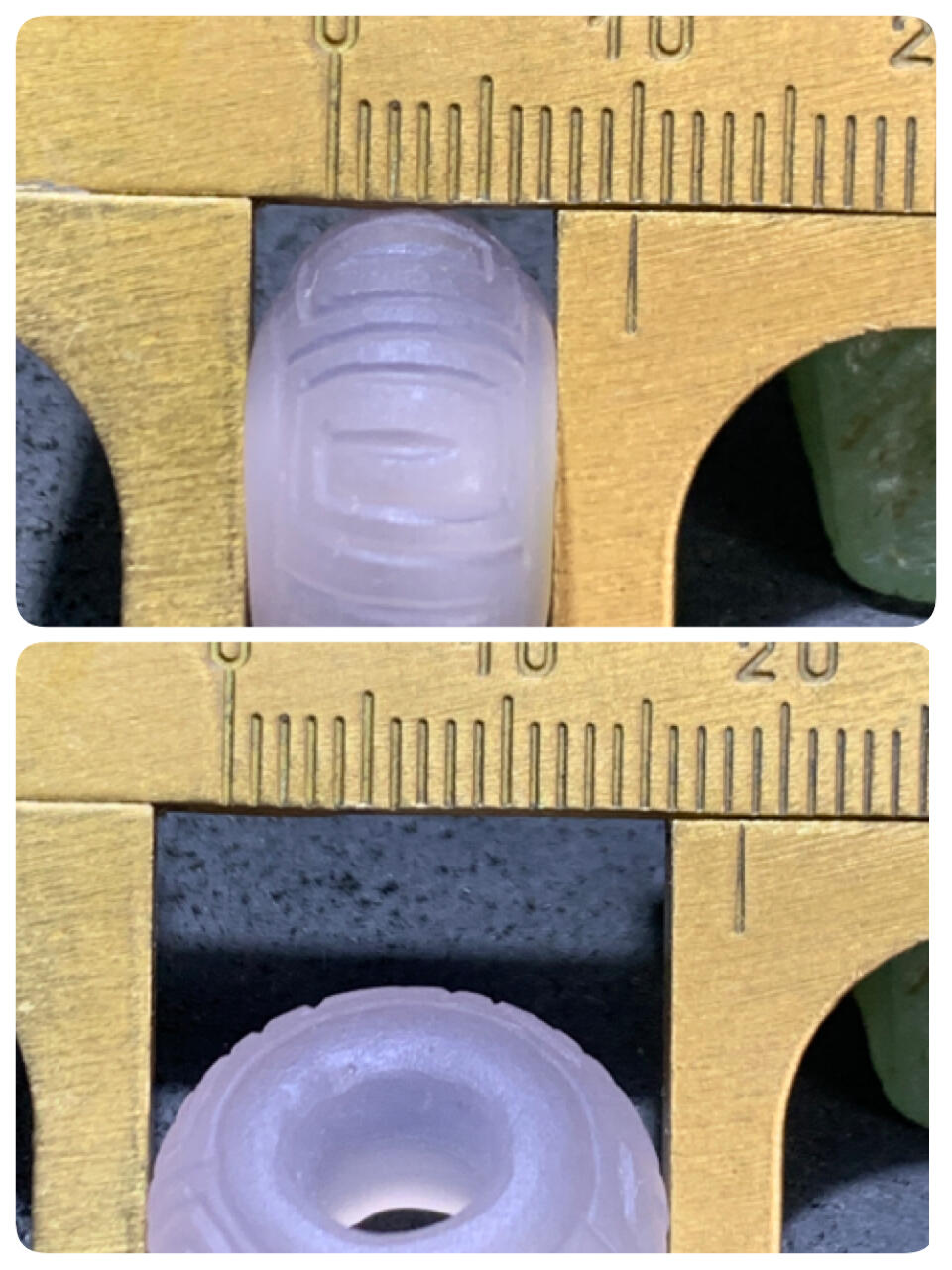精美亚光高润度冻料飘黄蒙料战国红手工雕刻回纹随形卡环（跑环）一颗，