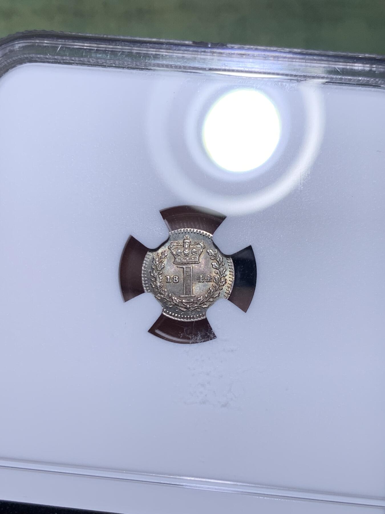 《竞宝斋》第285场- 周日，周一 2场连拍 （全场包邮） 4枚一组 NGC MS65/66/66/64 英国1844 维多利亚 濯足币 1P+2P+3P+4P 高分小维濯足 淡灰色带彩包浆漂亮