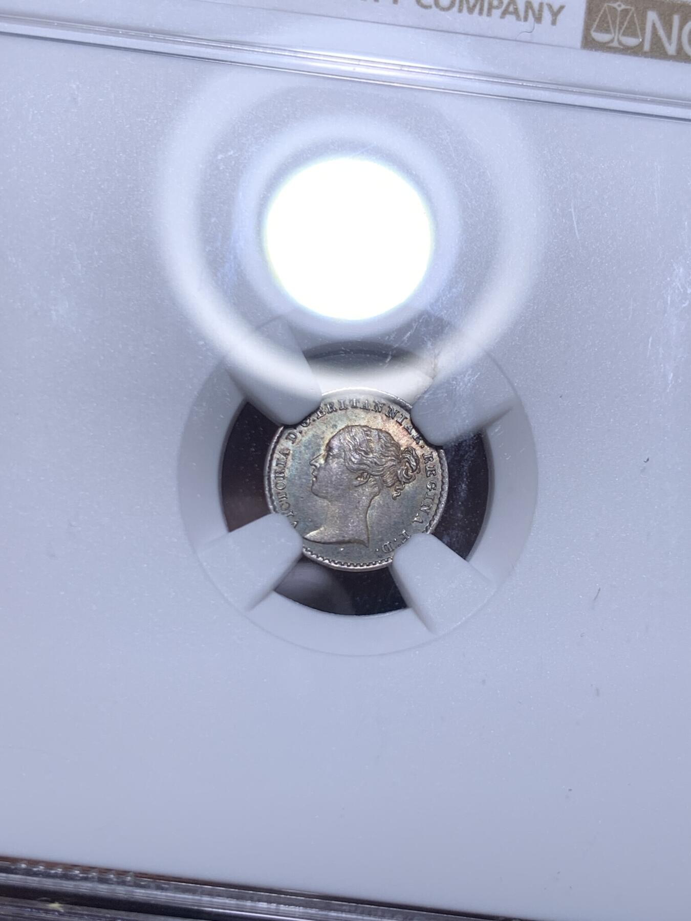 《竞宝斋》第285场- 周日，周一 2场连拍 （全场包邮） 4枚一组 NGC MS65/66/66/64 英国1844 维多利亚 濯足币 1P+2P+3P+4P 高分小维濯足 淡灰色带彩包浆漂亮