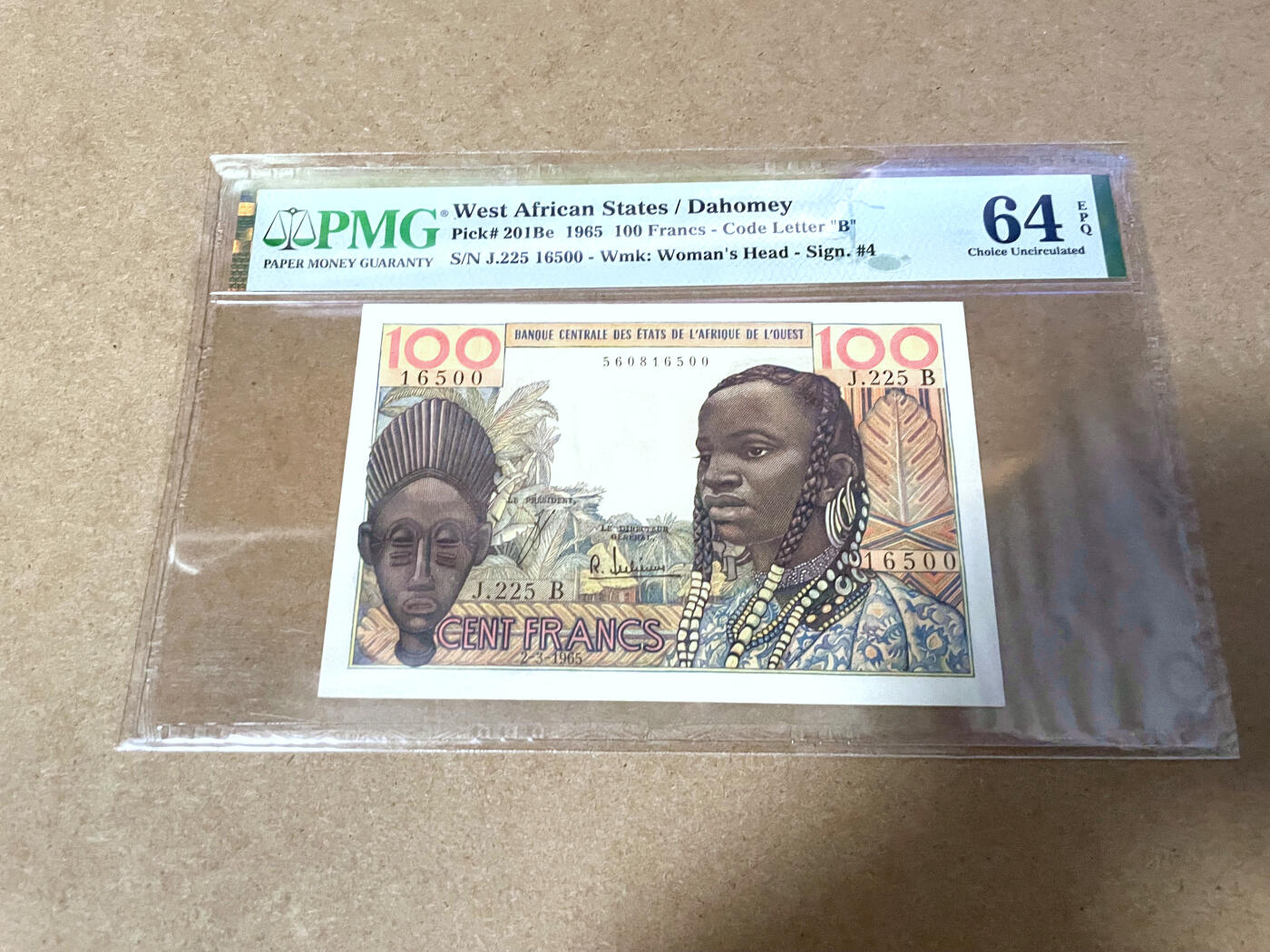 【Blue Auction】✨世界纸币精拍第499期【精】 【无47】法属西非 1964年100法郎 达荷美 PMG64EPQ 