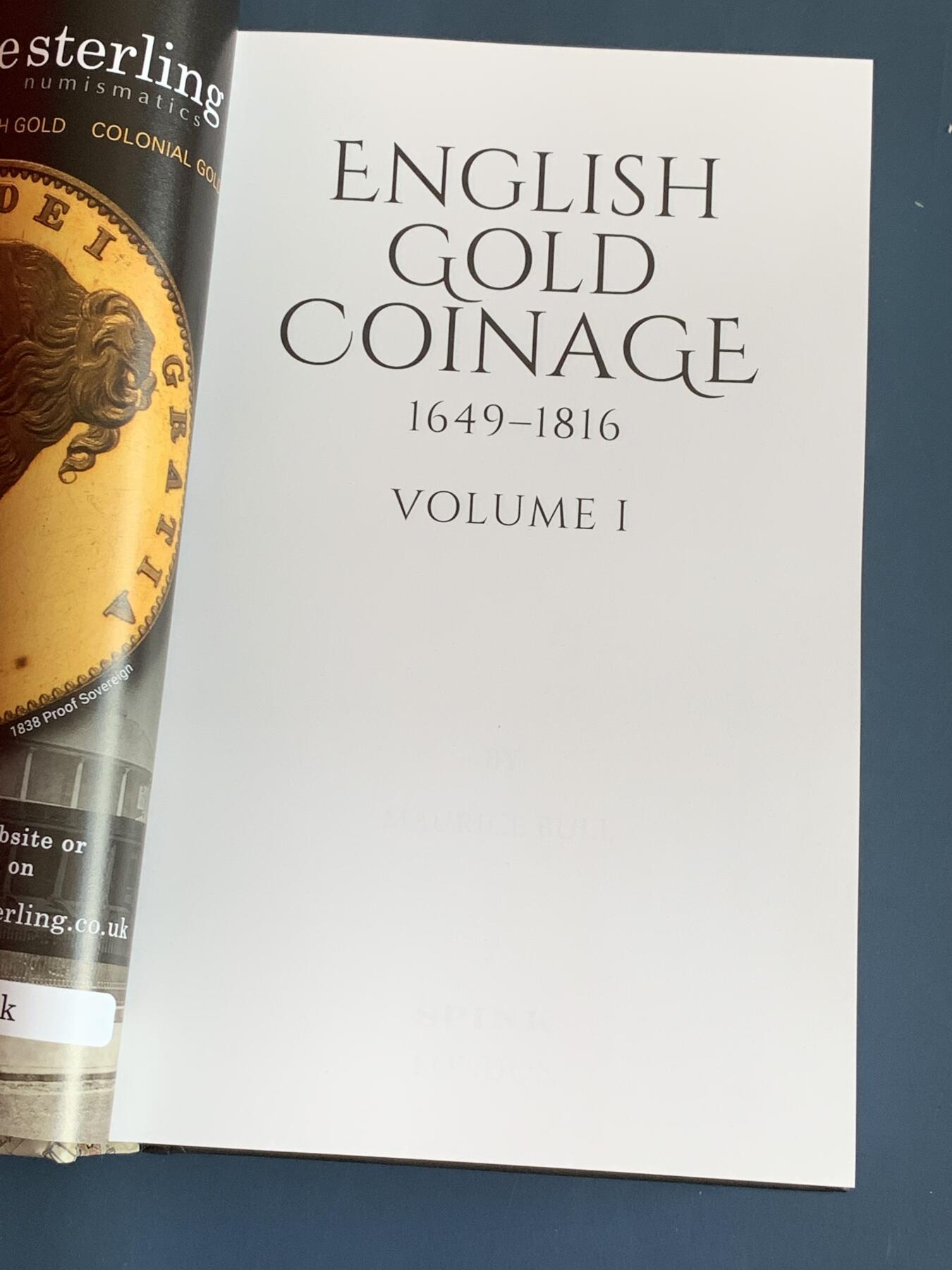 《竞宝斋》第285场- 周日，周一 2场连拍 （全场包邮） 英国spink 目录  1649-1816金币（第一卷） 几乎全新