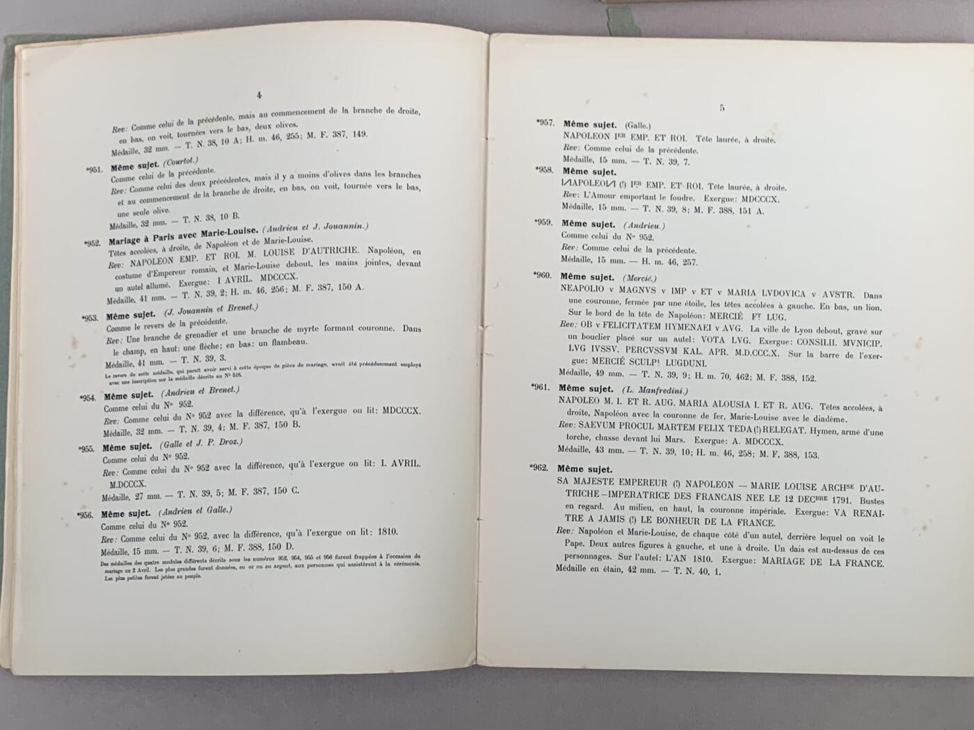 《竞宝斋》第285场- 周日，周一 2场连拍 （全场包邮） 拿破仑 Bramsen章牌目录，各大鉴定公司引用目录，专业级目录，该目录分三册，分别是1799-1809（1904年发行），1810-1815（1907年发行），1816-1869（1913年发行）。该目录为原版目录，为华盛顿图书馆藏书。