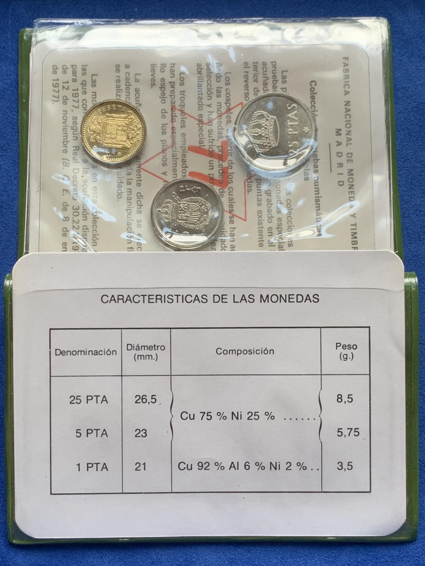 《竞宝斋》第285场- 周日，周一 2场连拍 （全场包邮） 册装 西班牙1975胡安卡洛斯一世3枚装套币