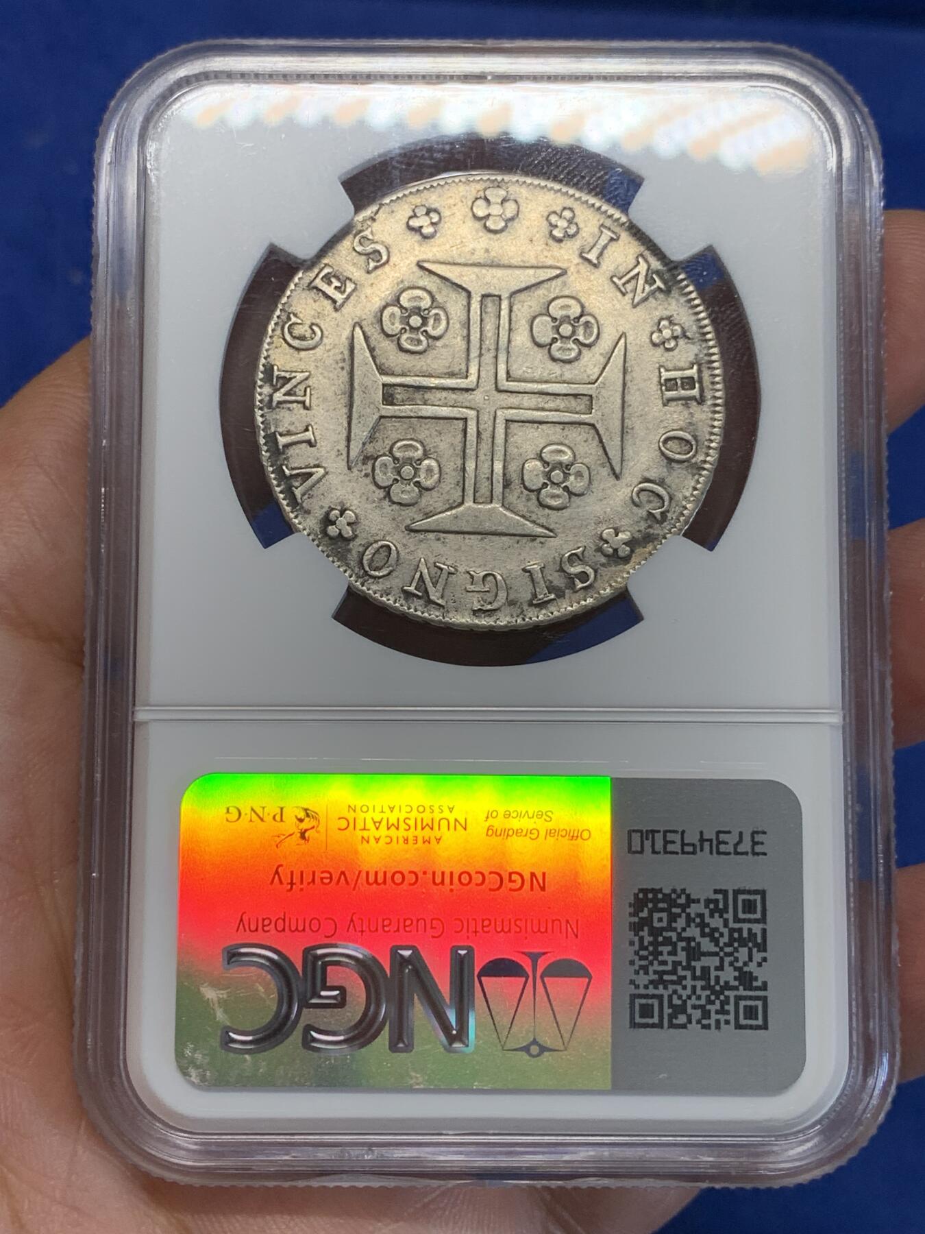 《竞宝斋》第285场- 周日，周一 2场连拍 （全场包邮） NGC XFD 葡萄牙1798年400瑞斯银币 少见面值