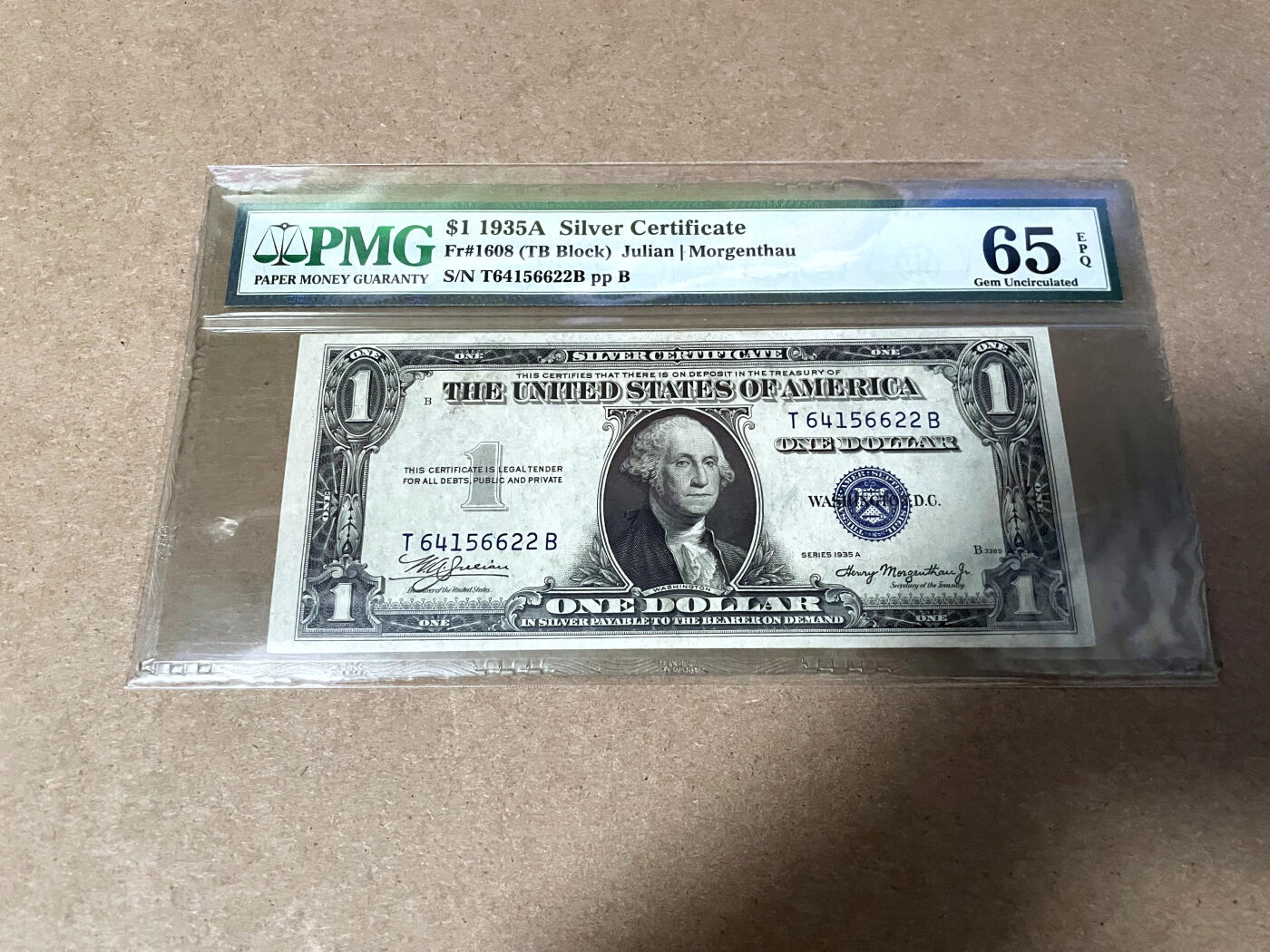 【Blue Auction】✨世界纸币精拍第499期【精】 美国 1935年1美金 银币券 PMG65EPQ 