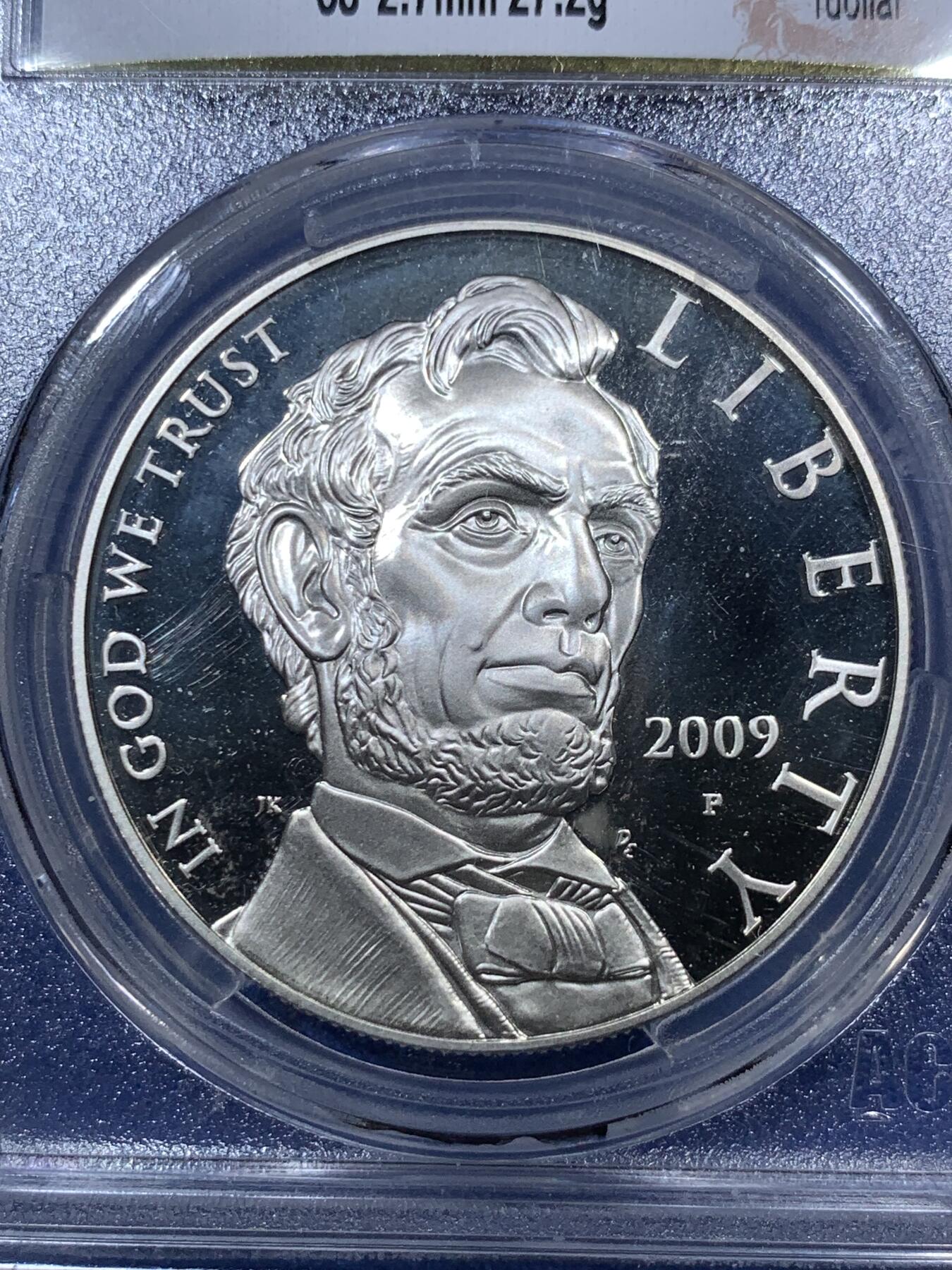 《竞宝斋》第285场- 周日，周一 2场连拍 （全场包邮） ACG PF67 美国2009年林肯诞辰200周年纪念银币