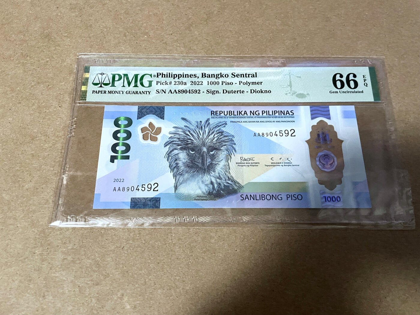 【Blue Auction】✨世界纸币精拍第499期【精】 【AA冠获奖钞】菲律宾 2022年1000比索 PMG66EPQ 