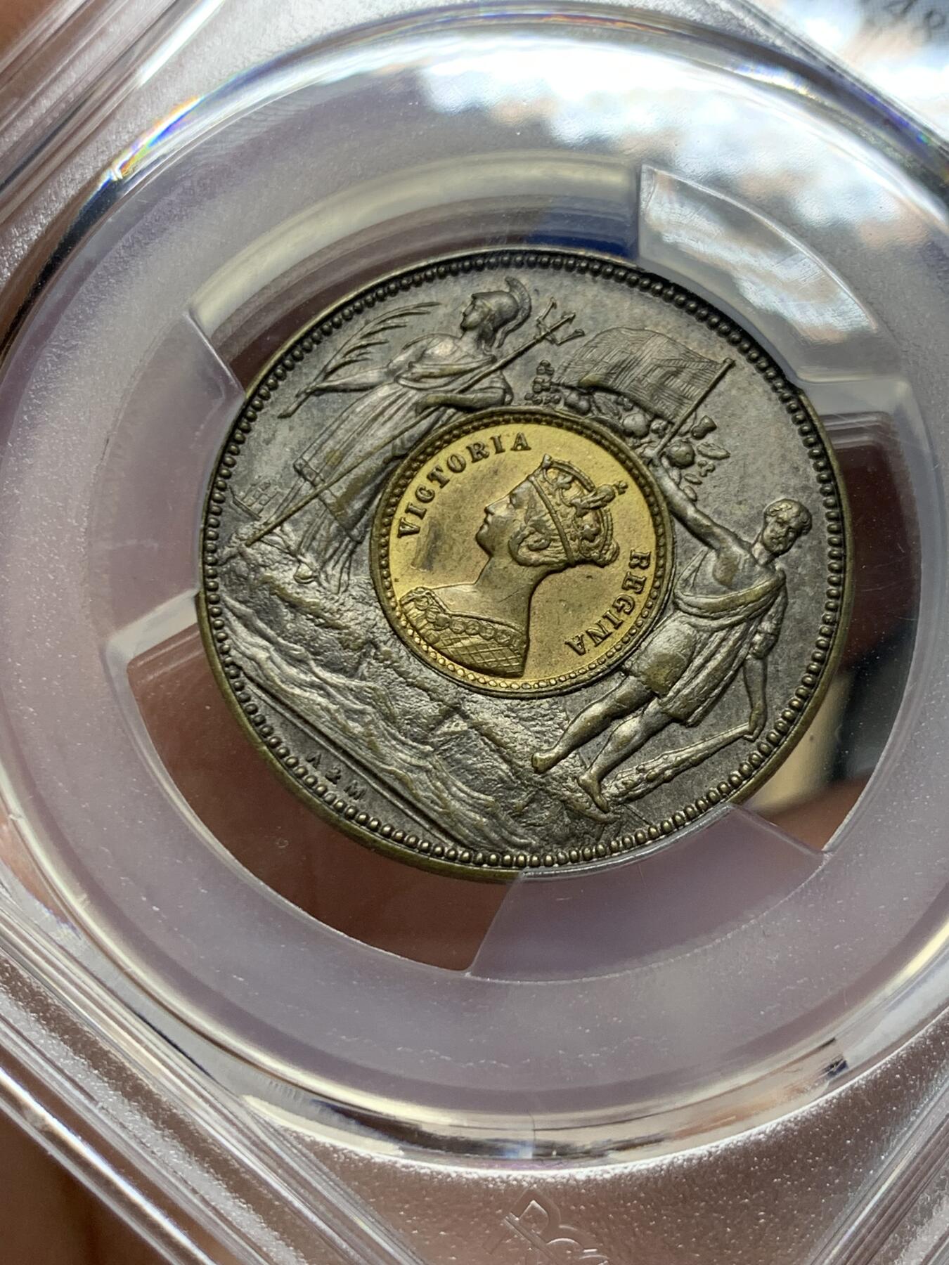 《竞宝斋》第285场- 周日，周一 2场连拍 （全场包邮） PCGS-MS63 英国 1848 维多利亚 哥特双色 克朗 收录克劳斯珍稀币 状态万里挑一 1848英国MODEL克朗稀少 版本 高点俱在 低评