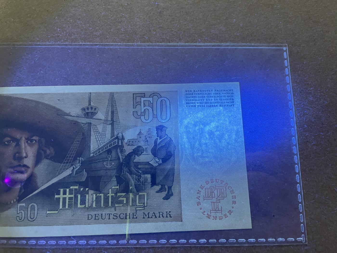 【Blue Auction】✨世界纸币精拍第499期【精】  【与上一张连号 无47 极少见加盖“B”】德国 1948年50马克 法属风少见品种 UNC- 丢勒名画